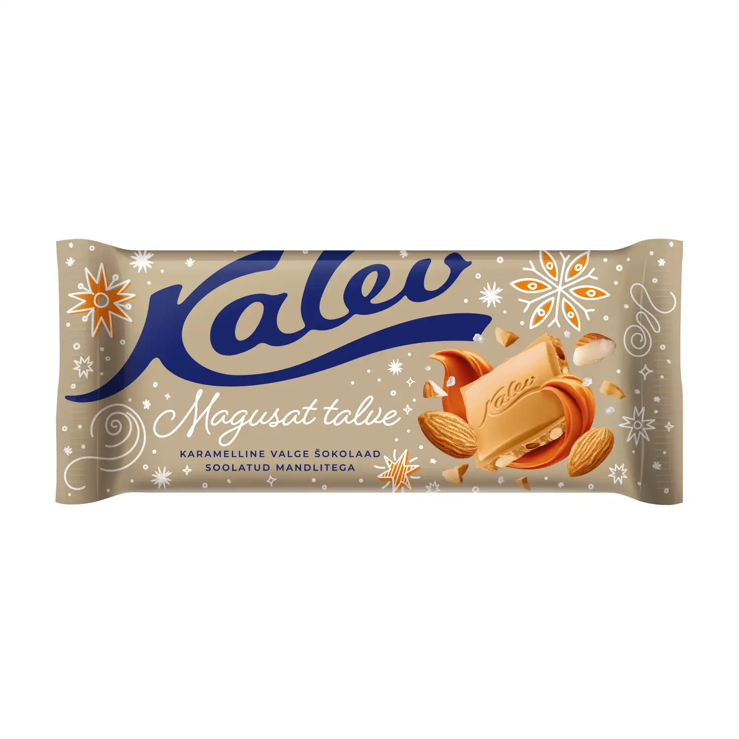 Valge šokolaad karamelli-mandli Kalev 100g