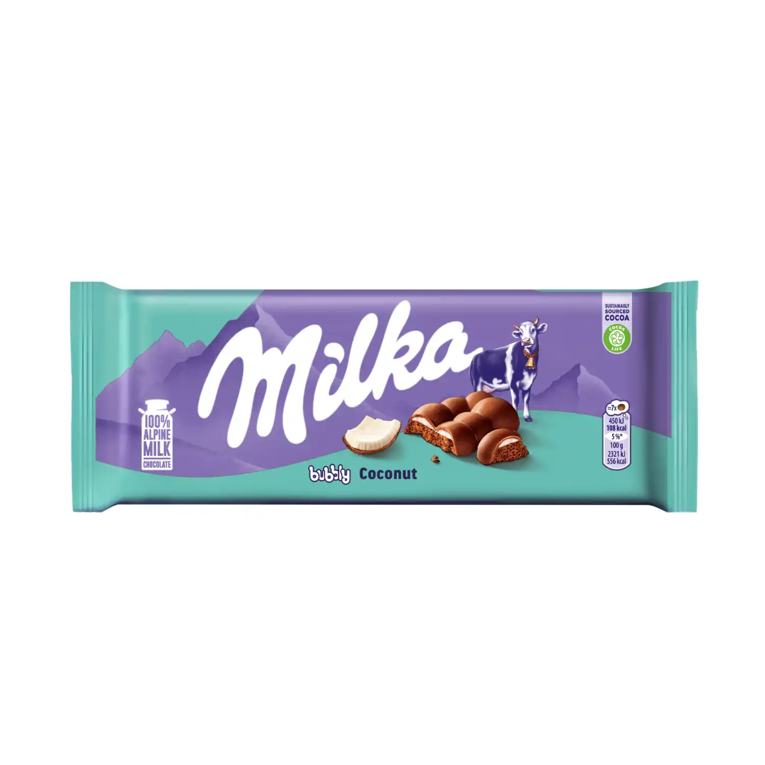 Piimašok. kookosetäidisega Milka Bubbly 97g