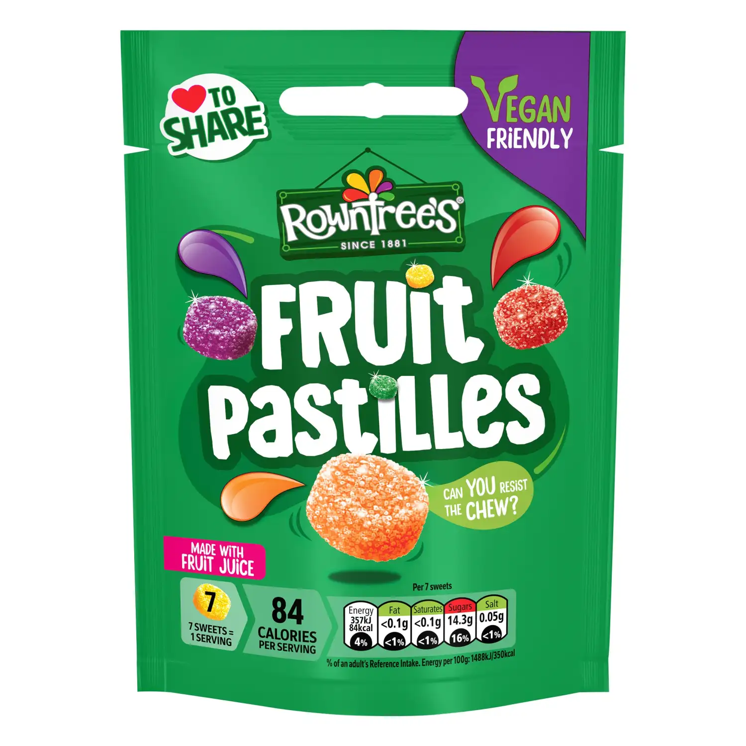 Kummikommid puuvil. Rowntrees Pastilles 143g