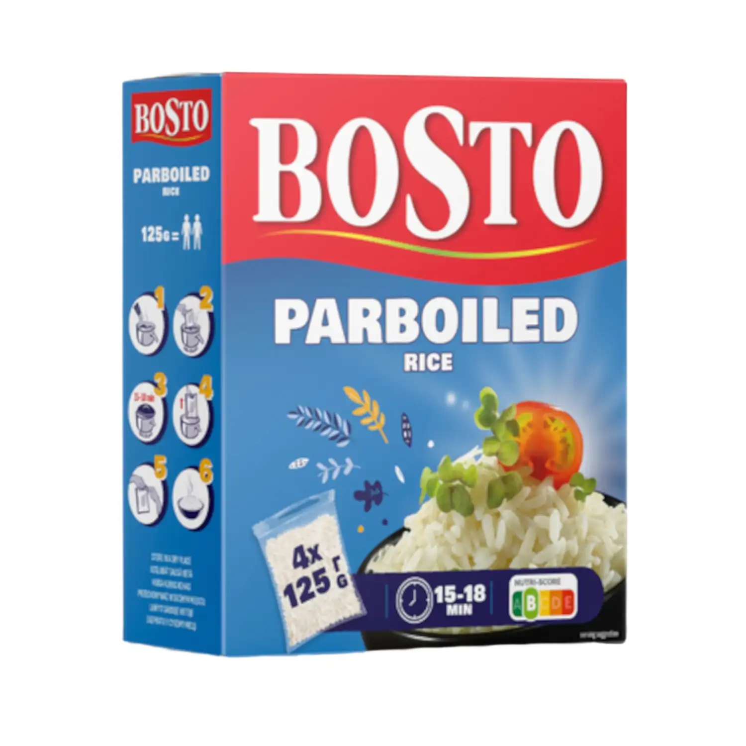 Plikyti ryžiai BOSTO, 4 x 125 g