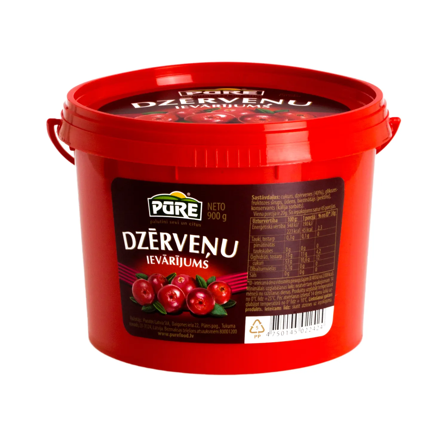 Ievarījums Pūre dzērveņu 900g