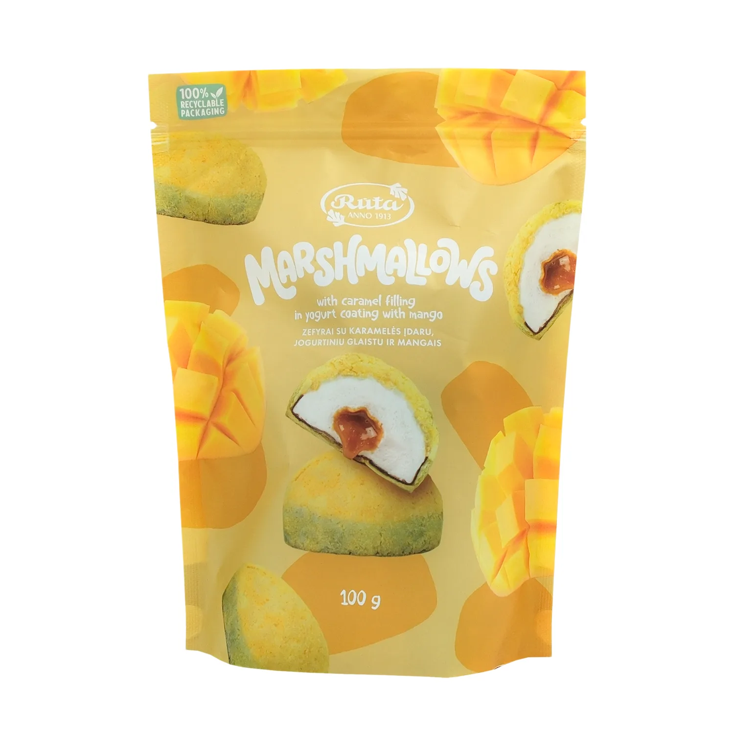Zefyrai su karam. įd. ir mangais RŪTA, 100 g