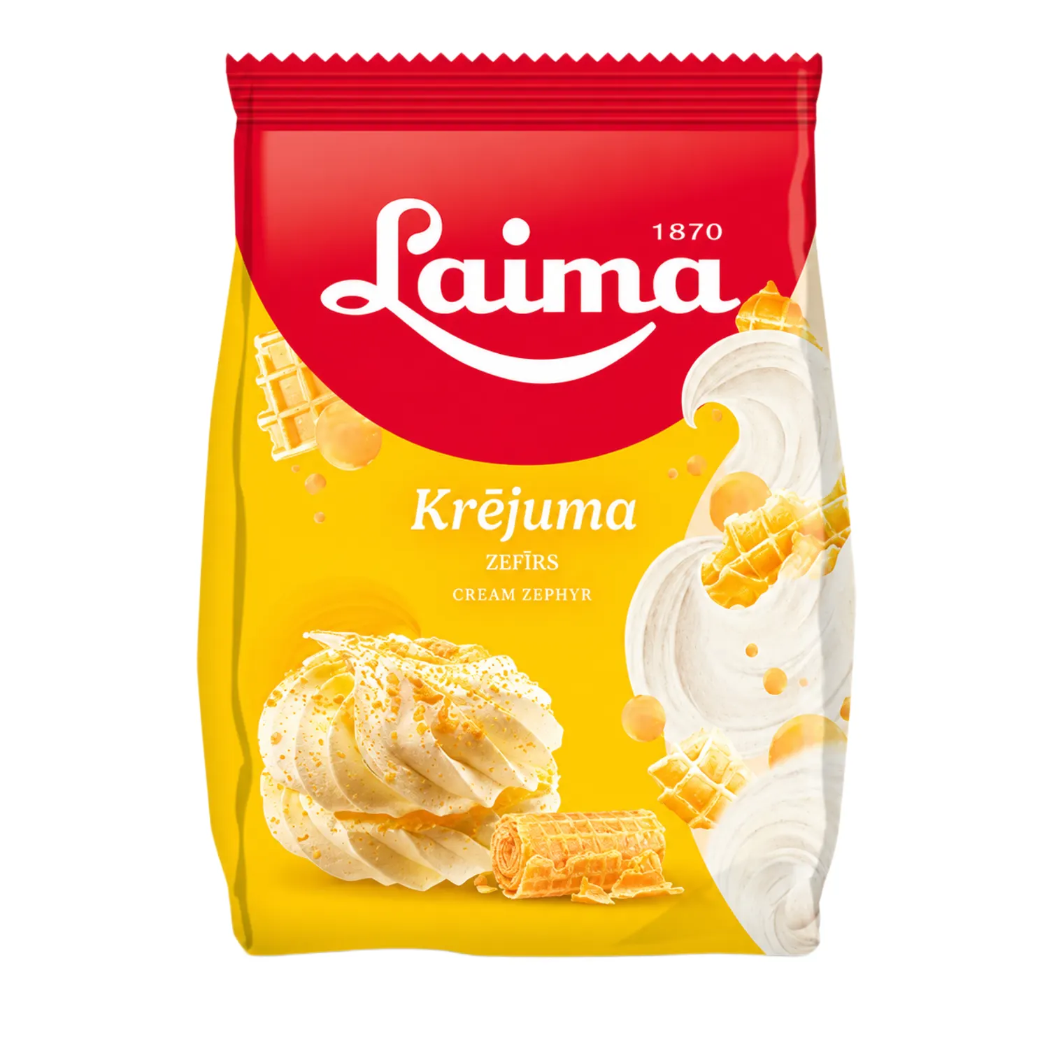 Zefīrs Laima krējuma ar vafeļu skaidiņām 200g