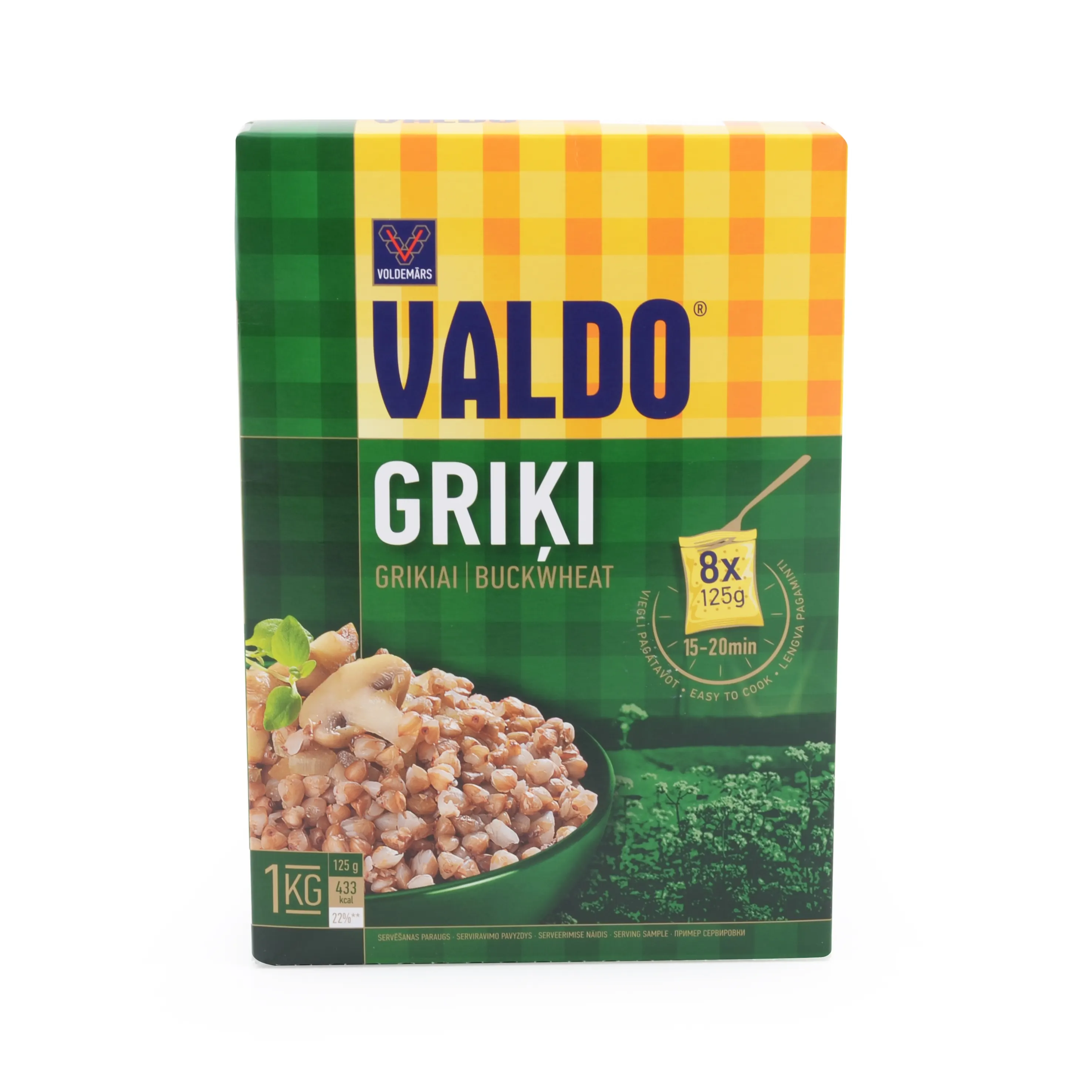 Griķi Valdo maisiņos 8x125g