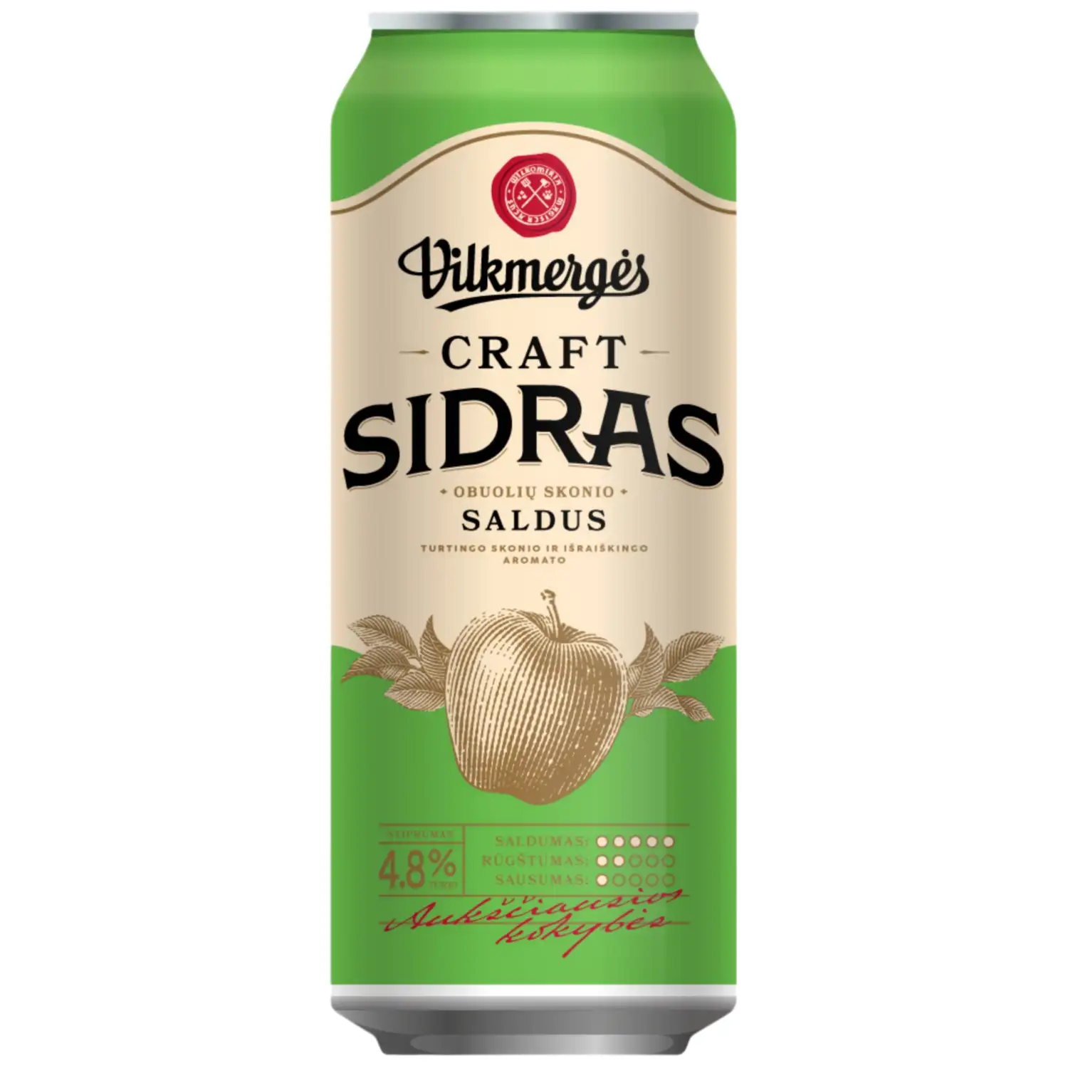 Sidras saldus VILKMERGĖS 4,8%, 0,5 l  skarda