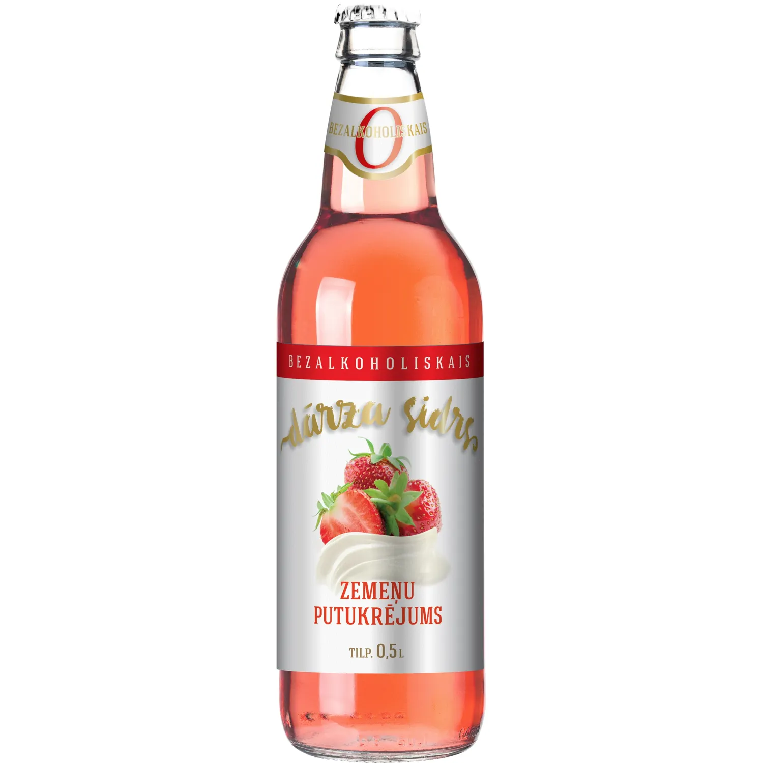 Sidrs Dārza zemeņu 0% 0,5l