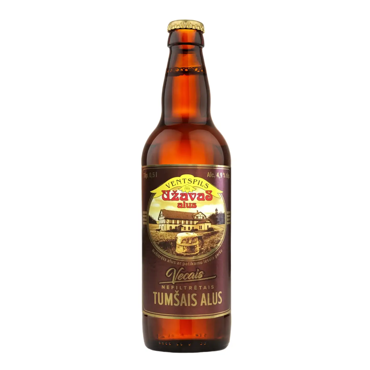 Tumšais alus Užavas Vecais nefiltr. 4,9% 0,5L