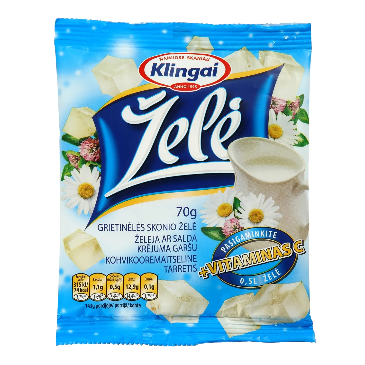 Grietinėlės skonio želė su vitaminu C, 70g