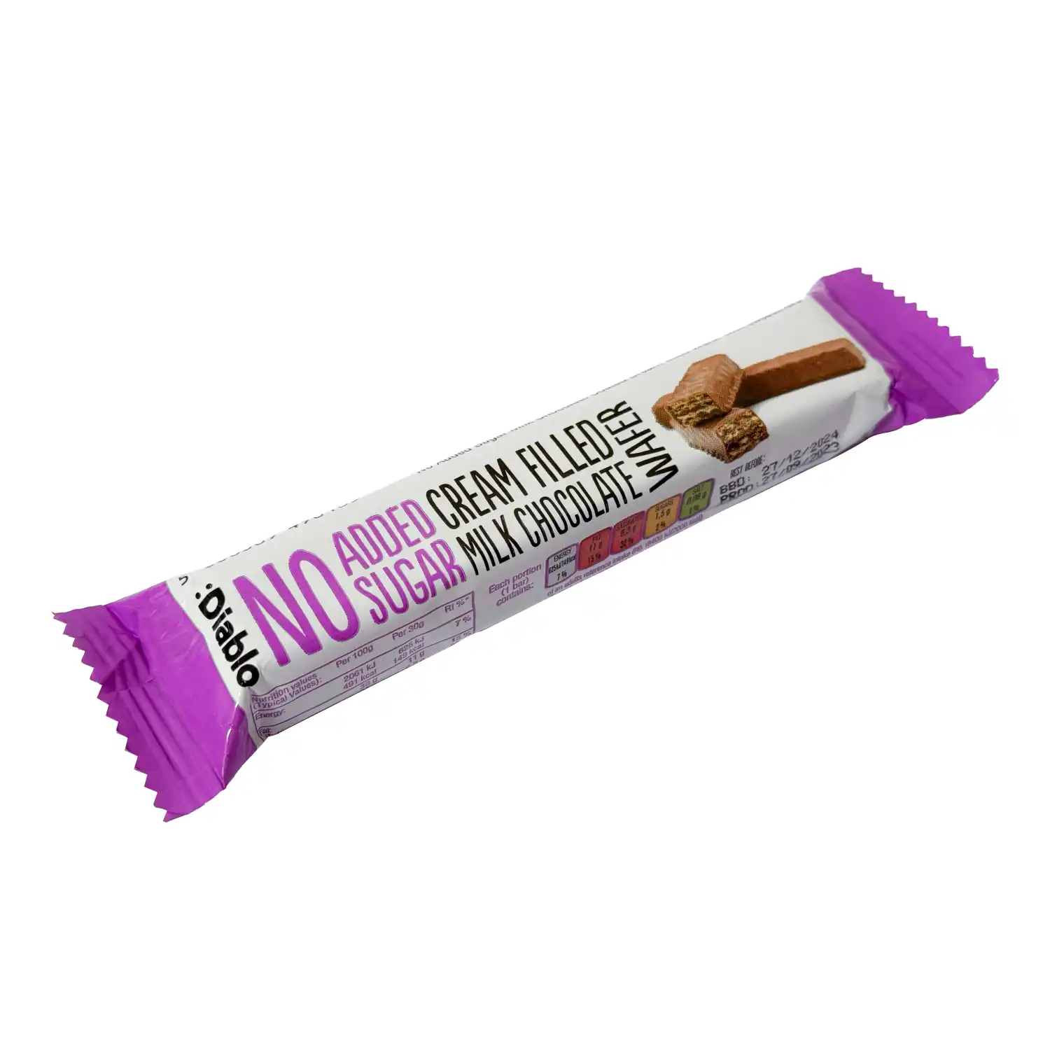 Vafele Diablo piena šokolādē ar saldin. 30g