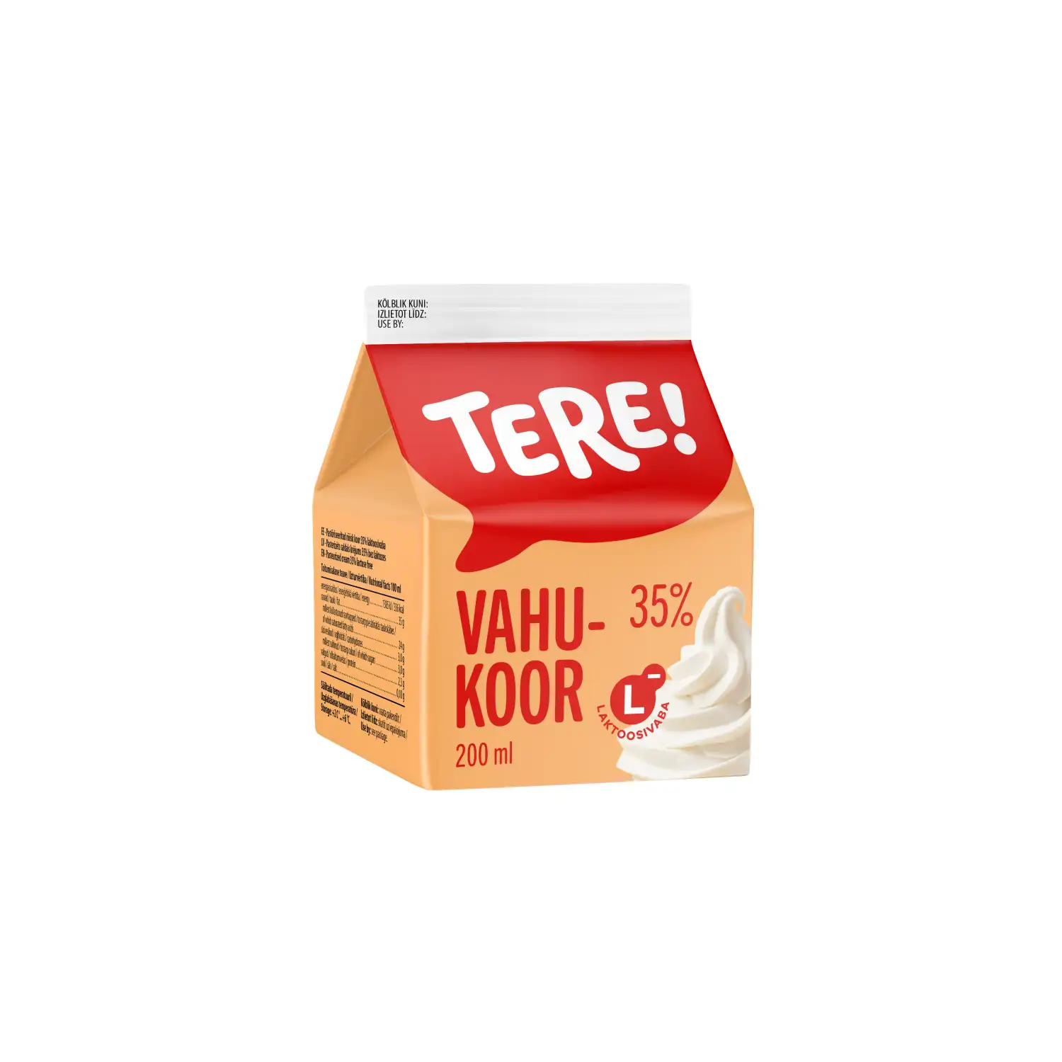 Vahukoor laktoosivaba 35% Tere 200ml