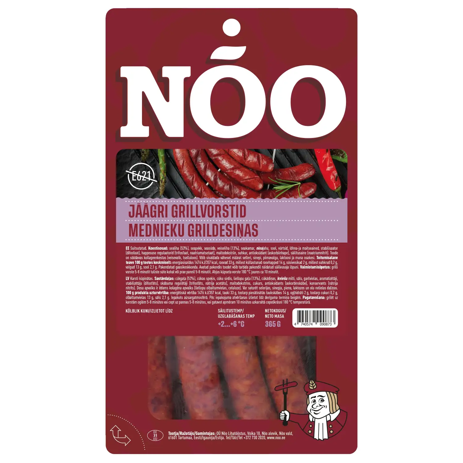 Jäägri grillvorstid Nõo 365g