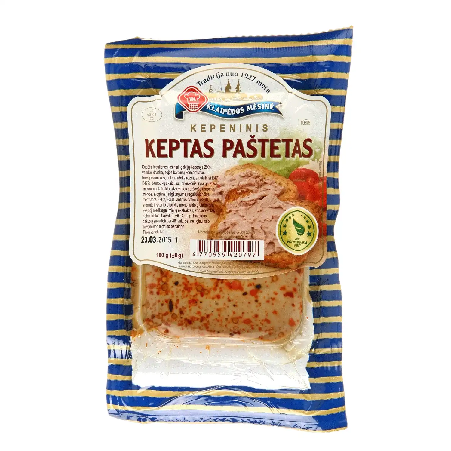 Keptas KLASIKINIS kep. paštetas, a. r., 180 g
