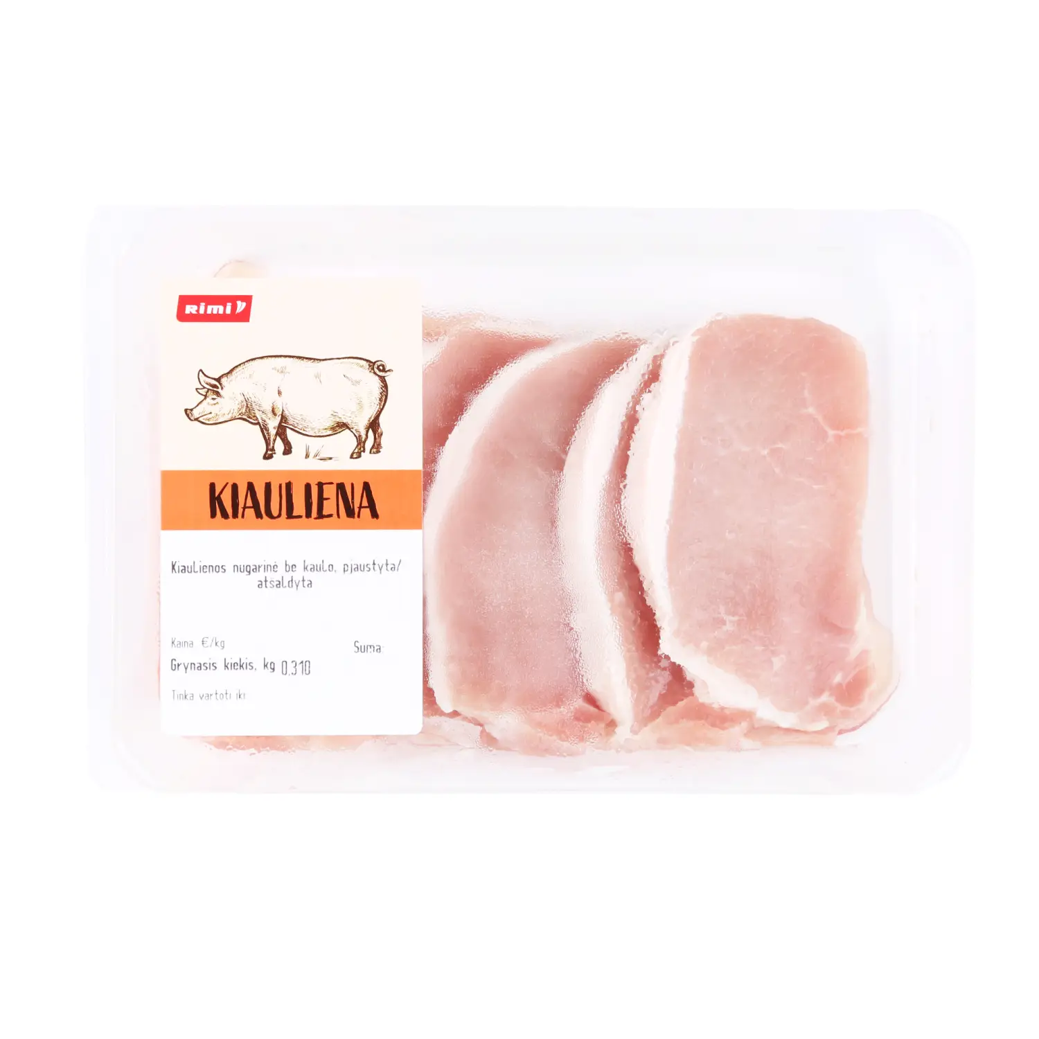 Kiaulienos nugarinė be kaulo RIMI, 310 g