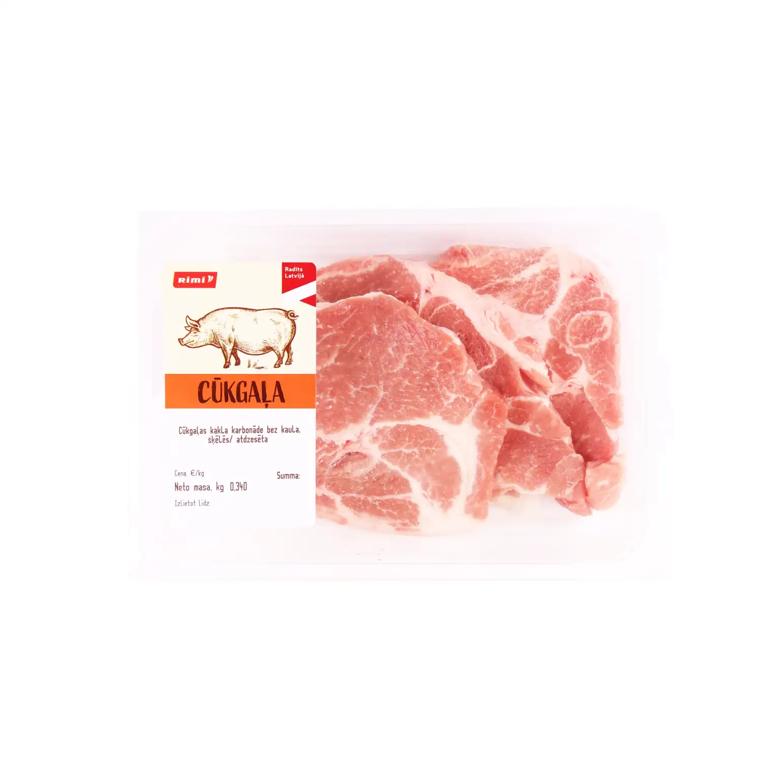 Cūkgaļas kakla karb. Rimi b/k šķēl. 340g