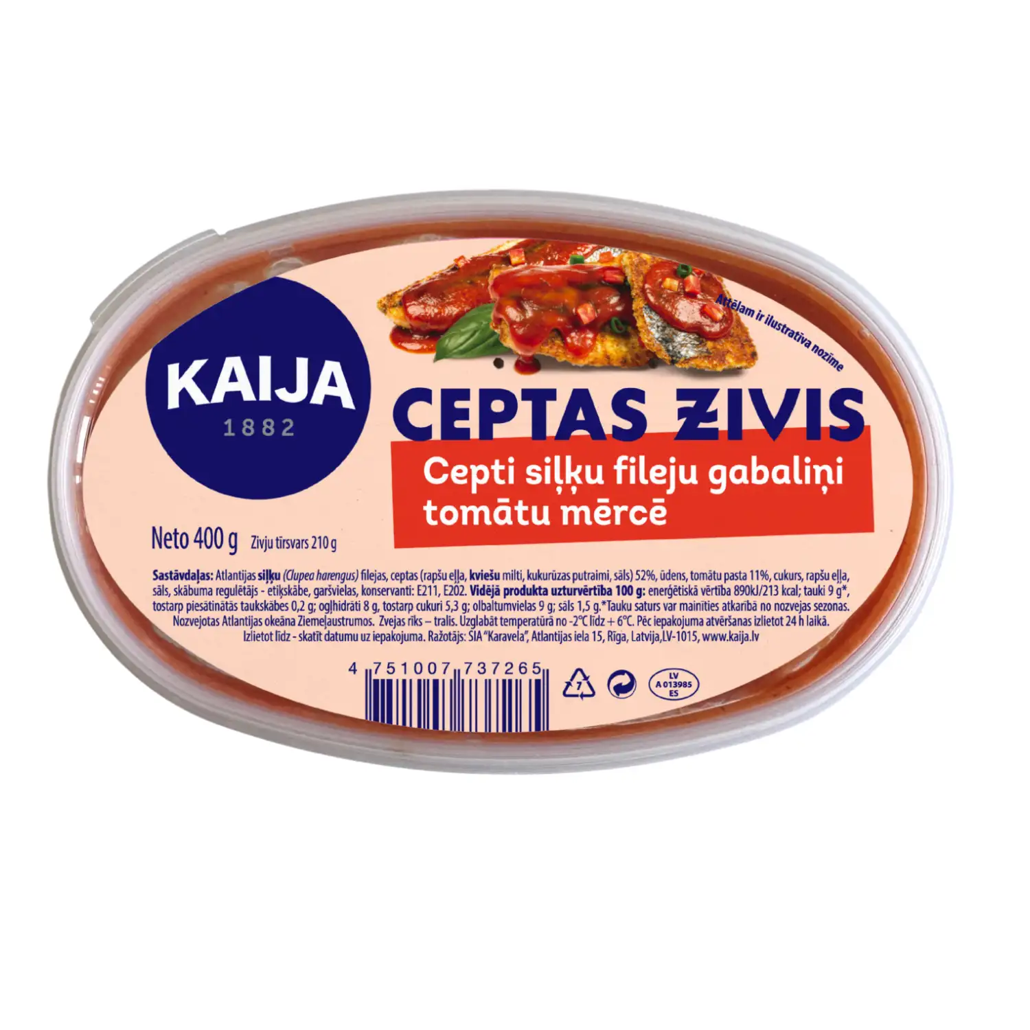 Siļķu gabaliņi cepti tomātu mērcē 400g