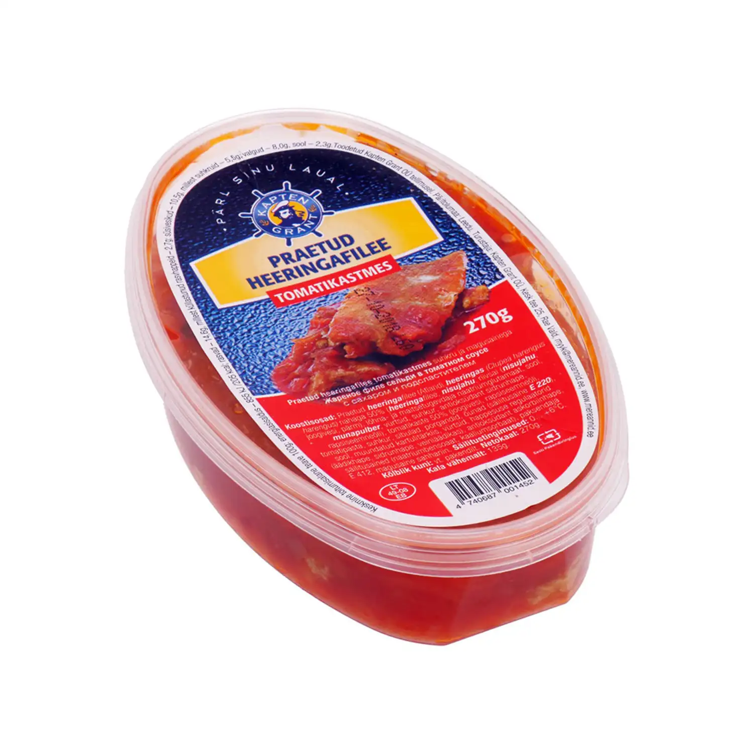 Praetud heeringaf.tomatik.Kapten Grant 270g
