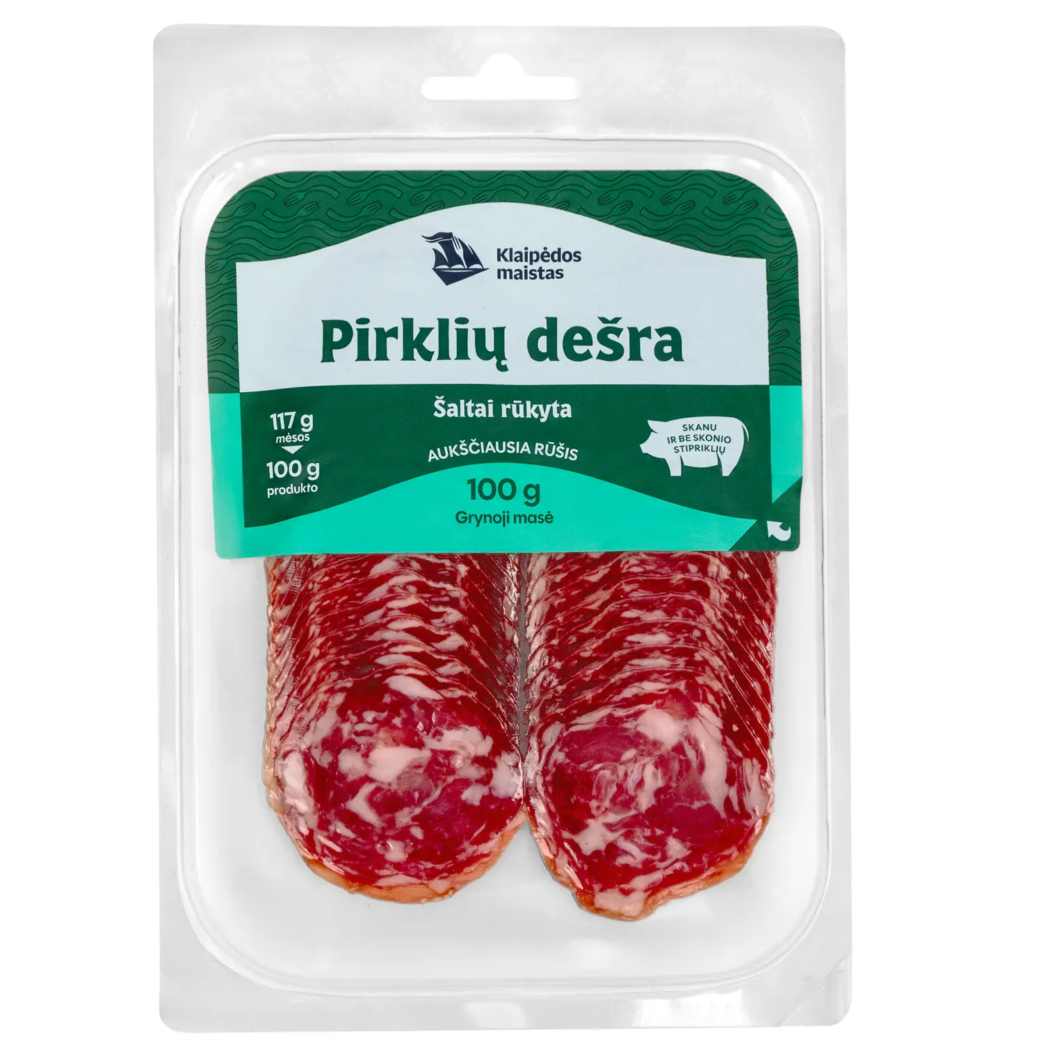 Šaltai rūkyta PIRKLIŲ dešra, a. r., 100 g