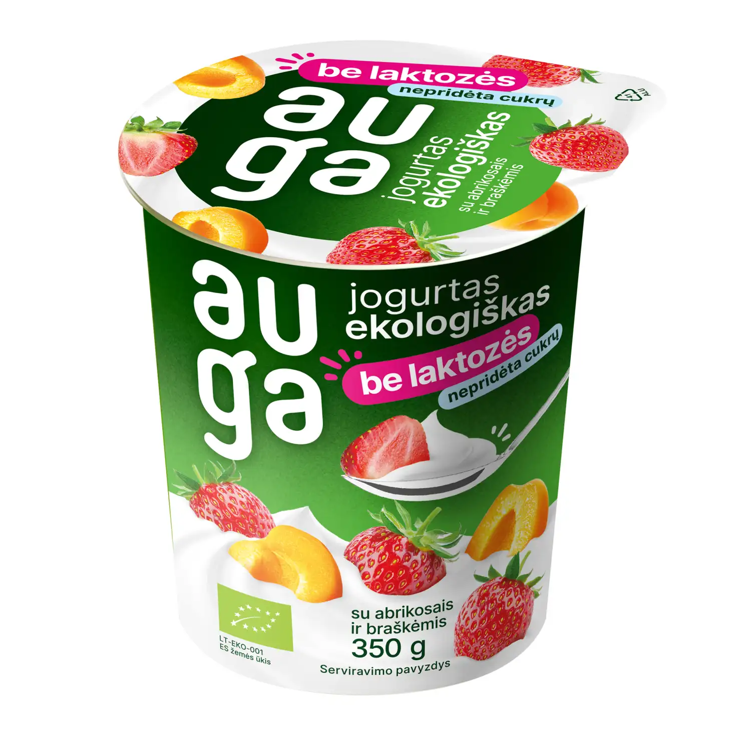 Ekol. jogurtas su abrik., brašk. AUGA, 350 g