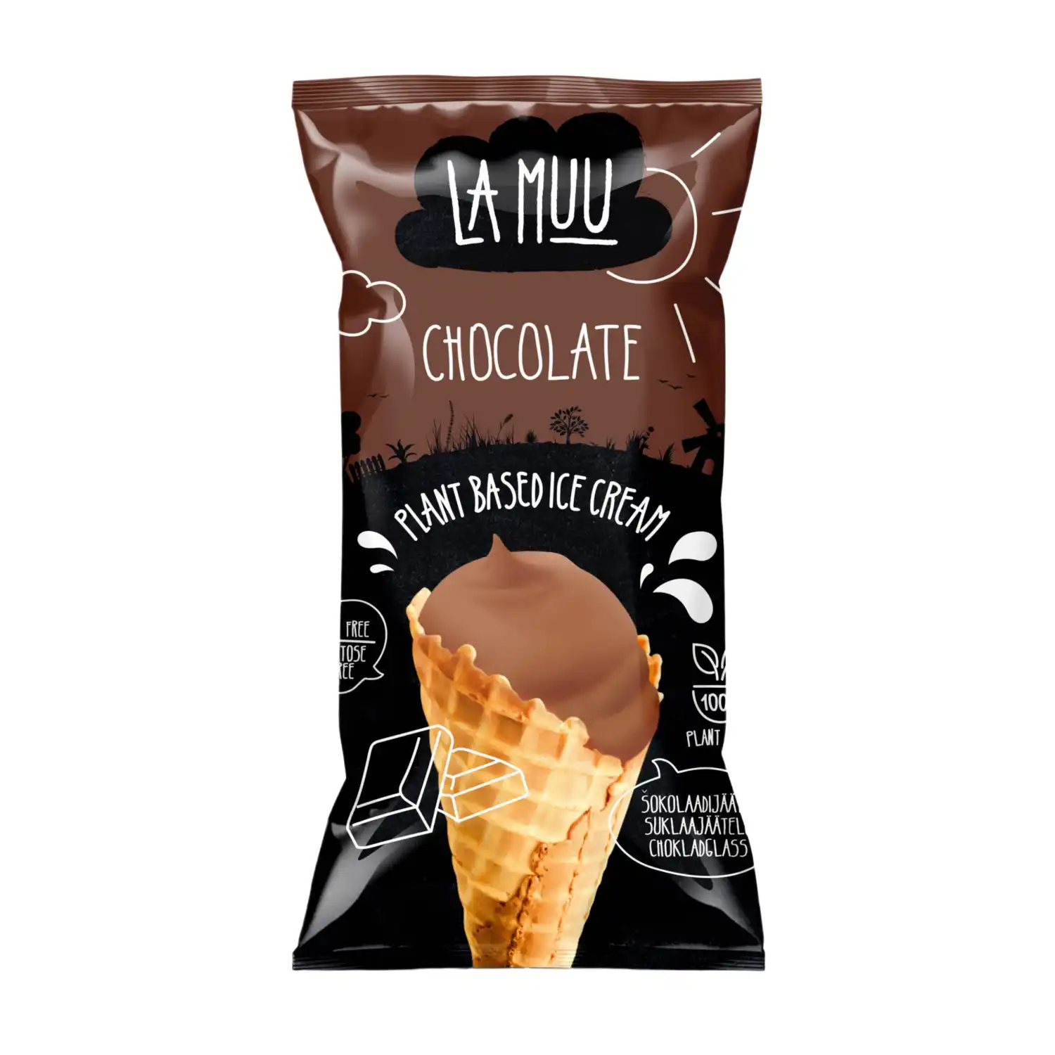 Šok.jäätis vahvlikoon. La Muu 80g/130ml