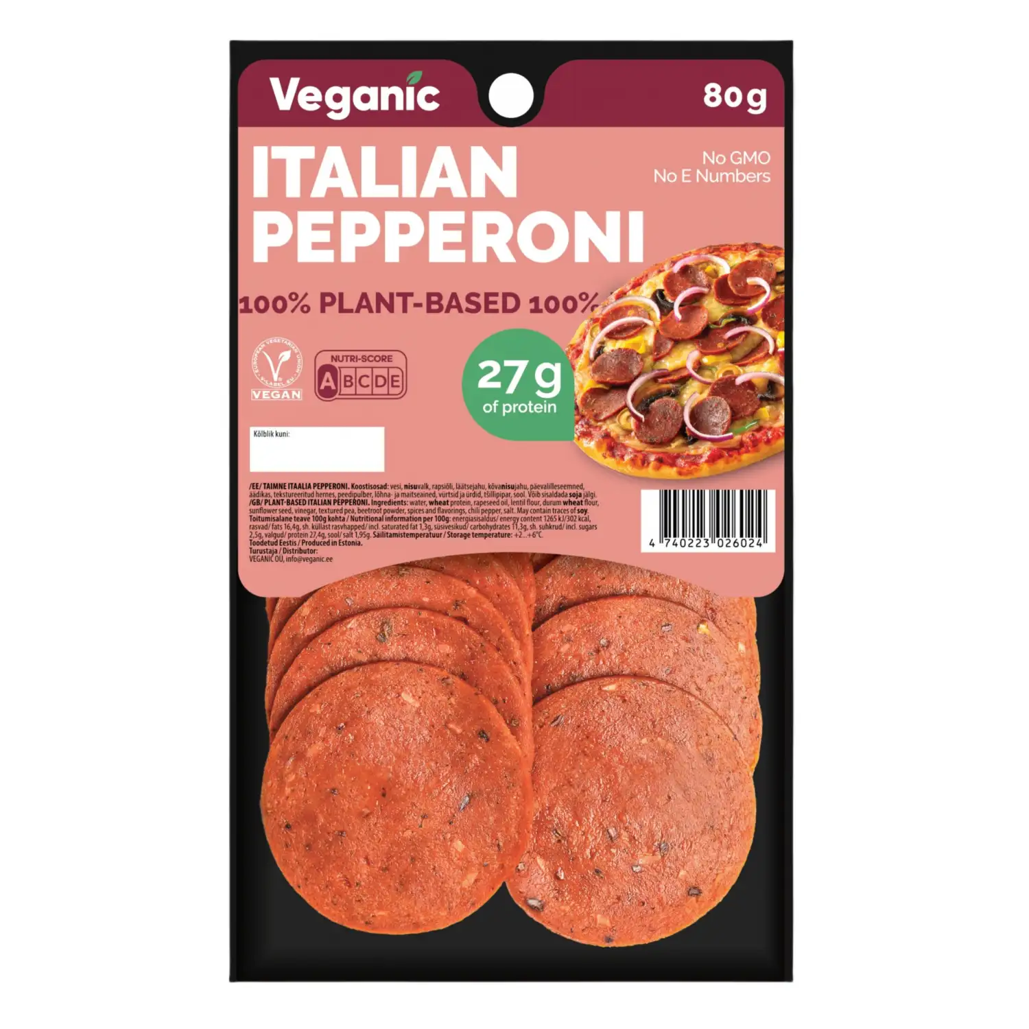 Taimne vorst Italian Pepperoni Veganic 80g