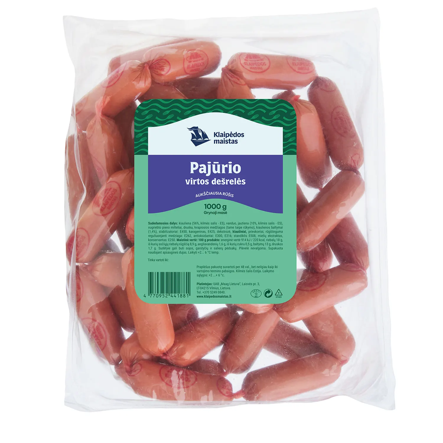 Virtos KLAIP. MAISTAS PAJŪRIO deš. II r. 1 kg