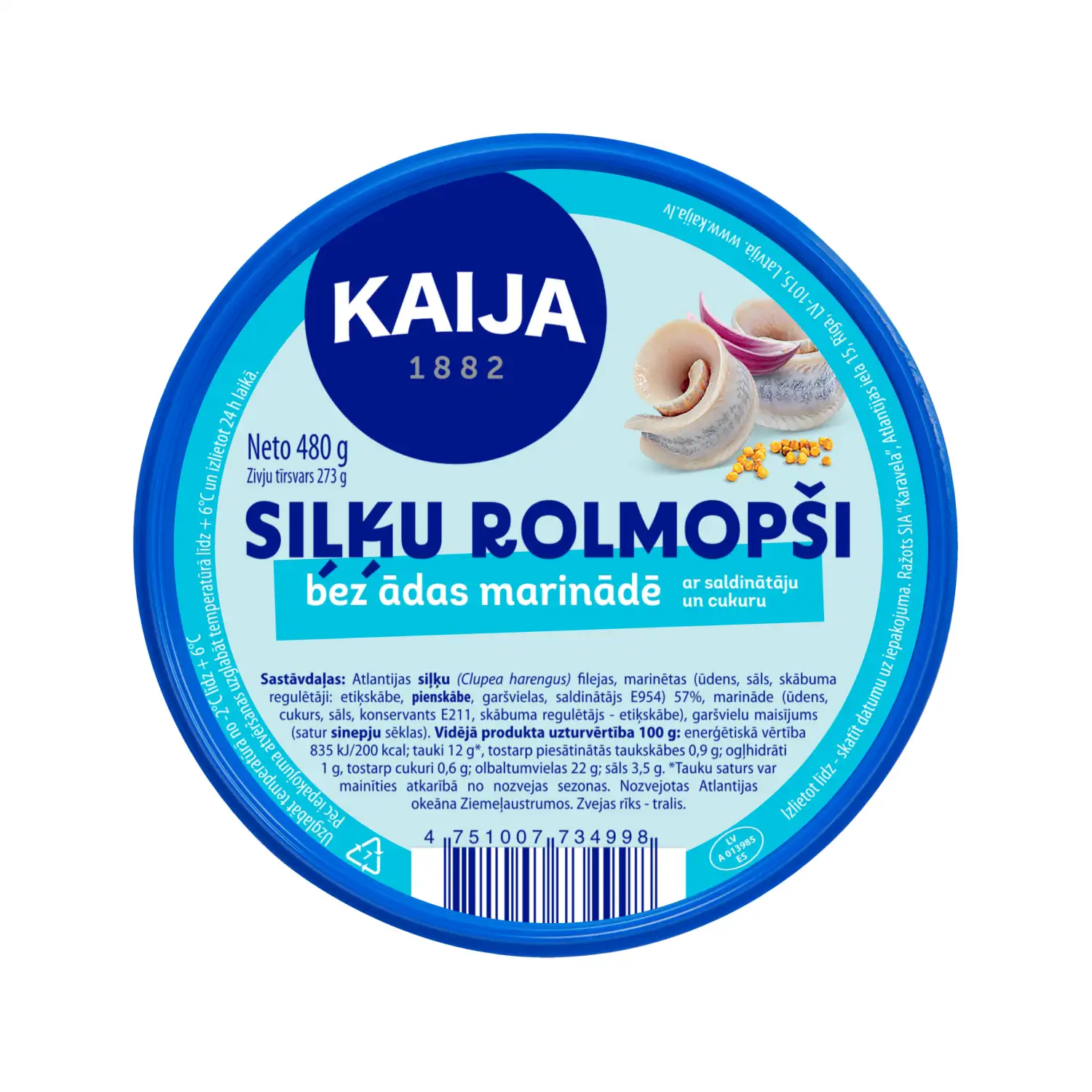 Siļķu rolmopši Kaija marinādē 480g/273g