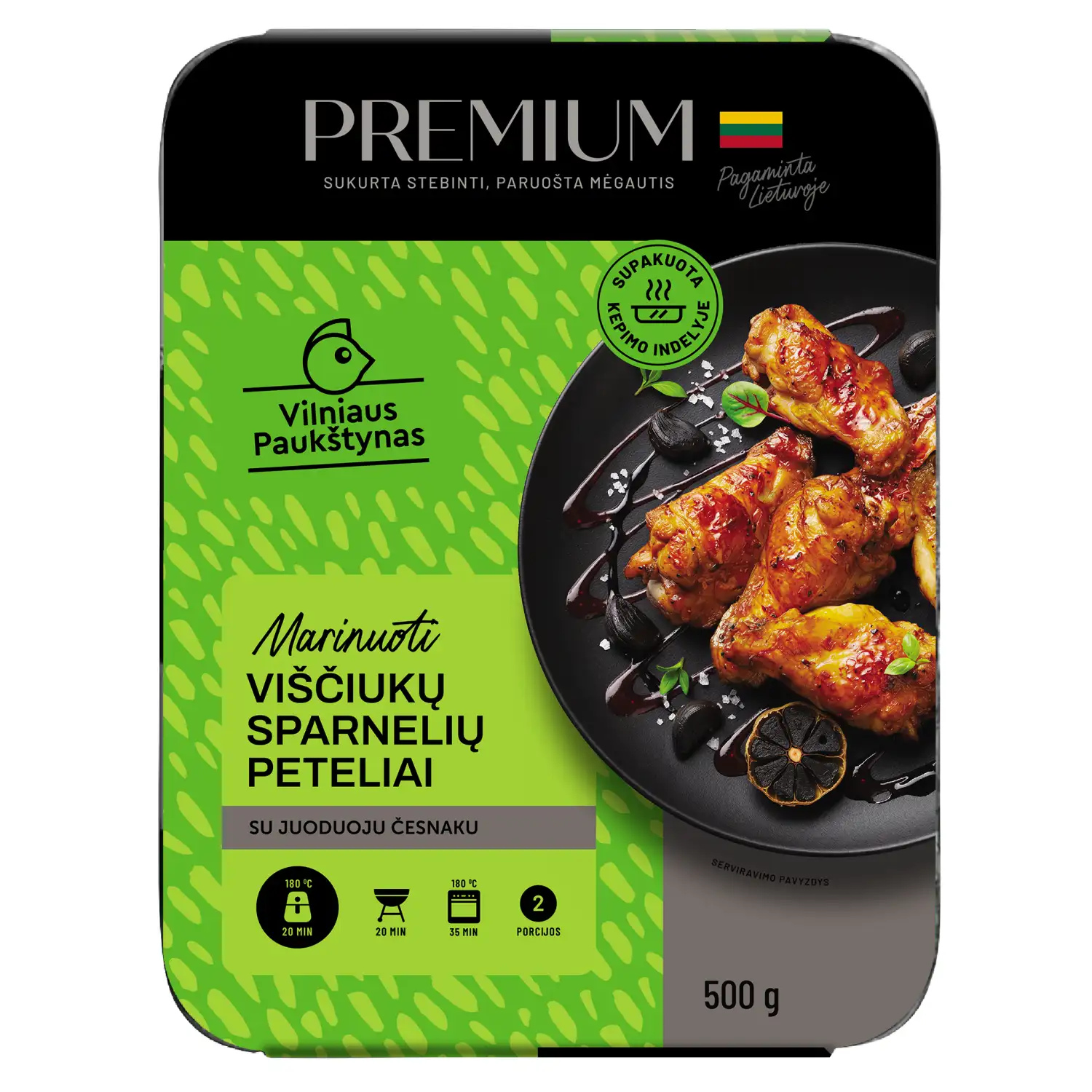 Višč. sparn. peteliai su juod. česn. VP, 500g