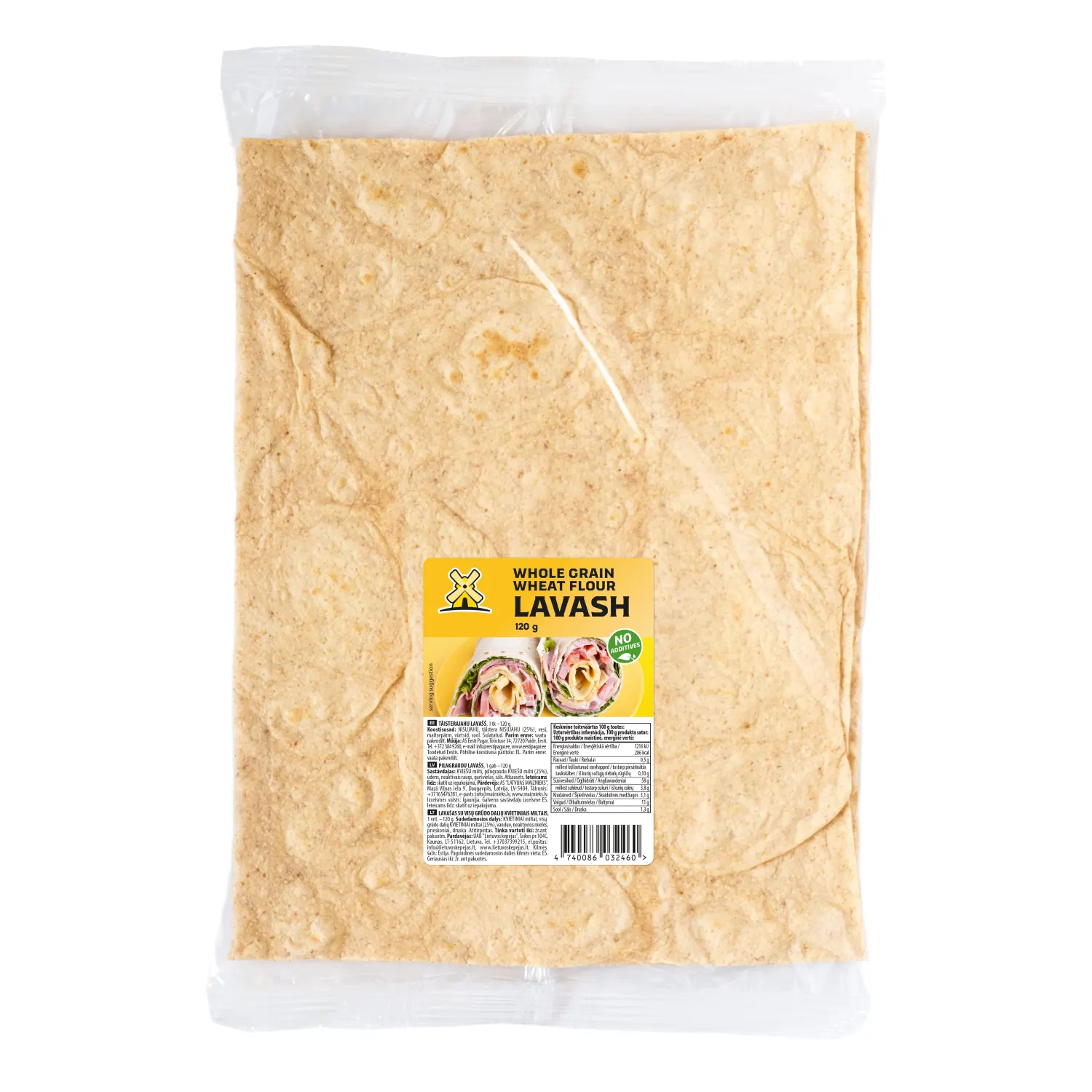 Lavašš täisterajahust Eesti Pagar 120g