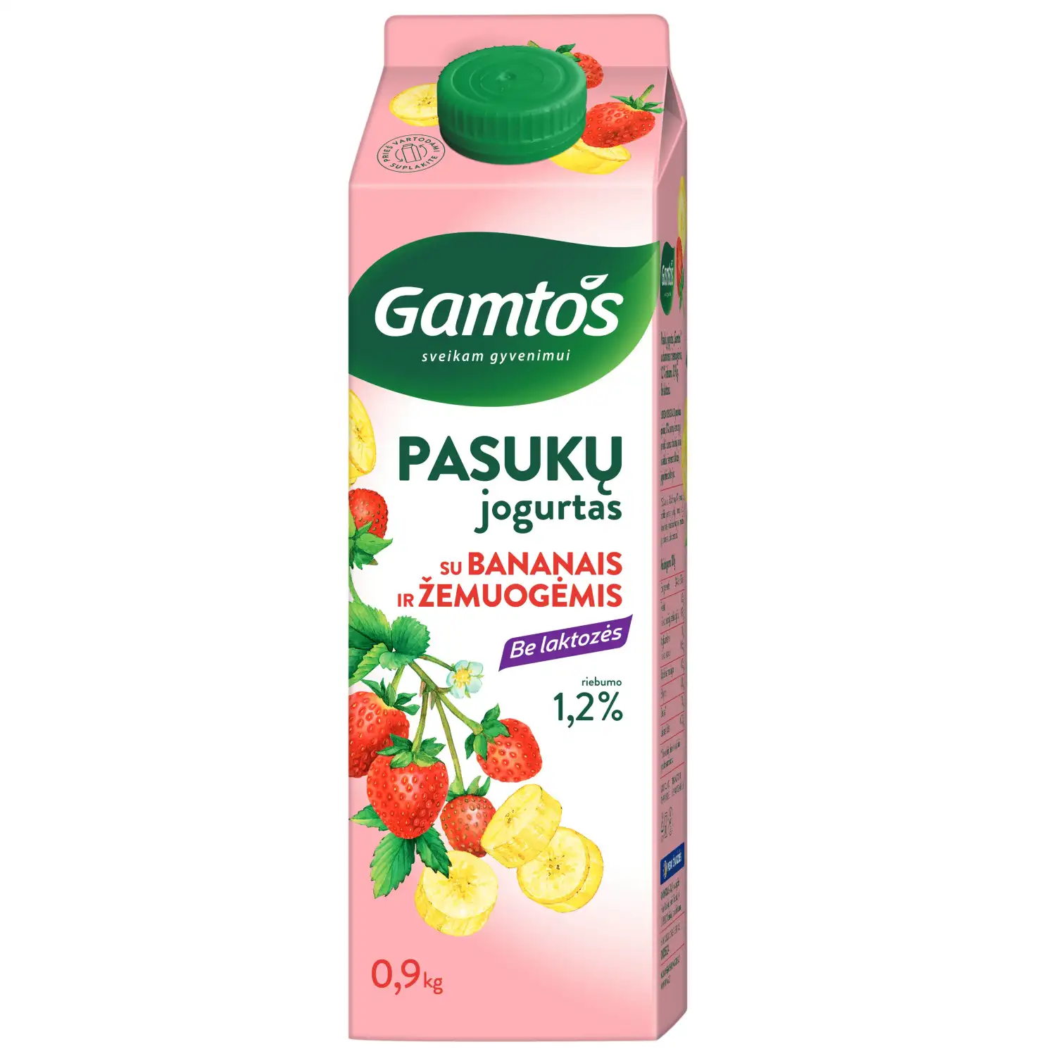 Pas. jogurtas GAMTOS ban., žem., 1,2 %, 900 g