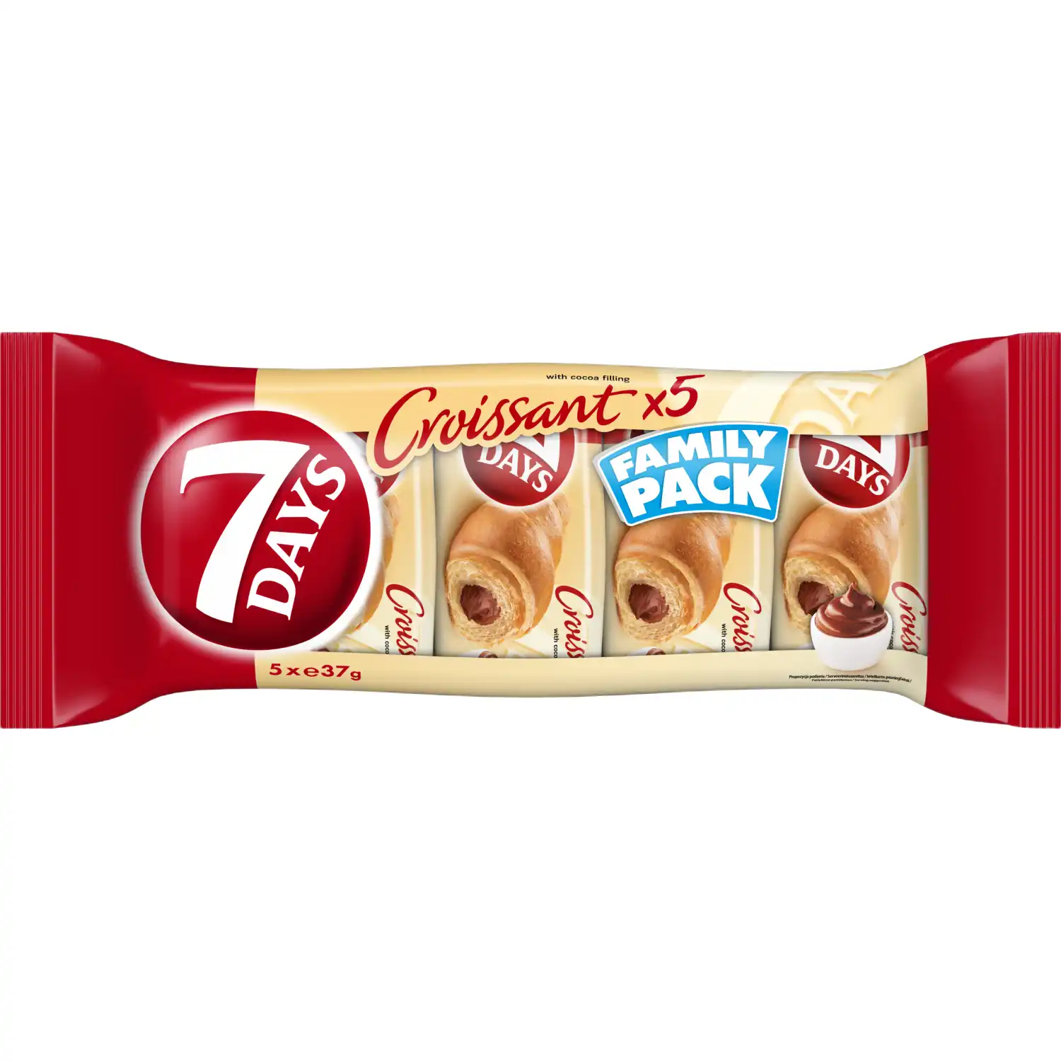 Kruasanas 7 DAYS su kakaviniu įdaru, 5 x 37 g