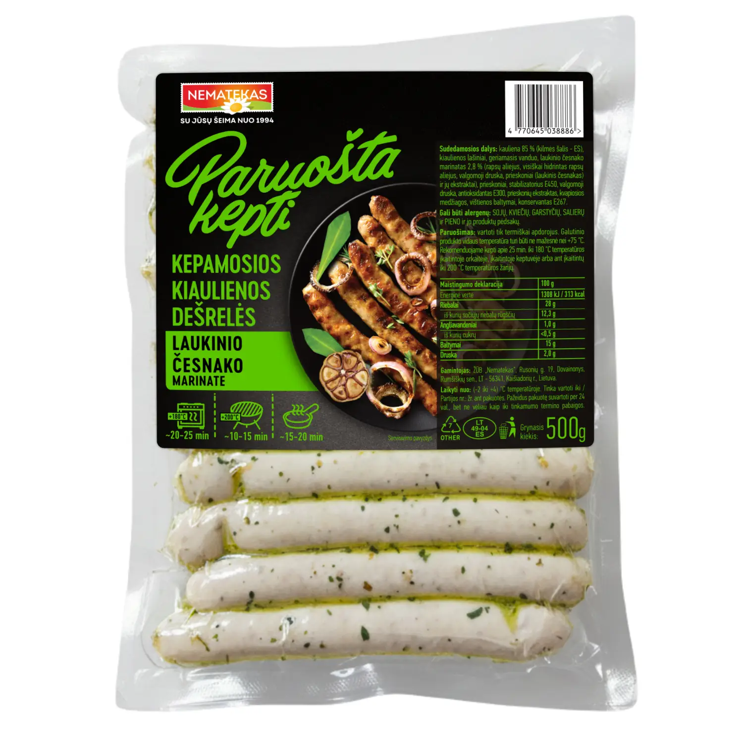 Kiaul. dešr. lauk. česnako marin. PK, 500 g