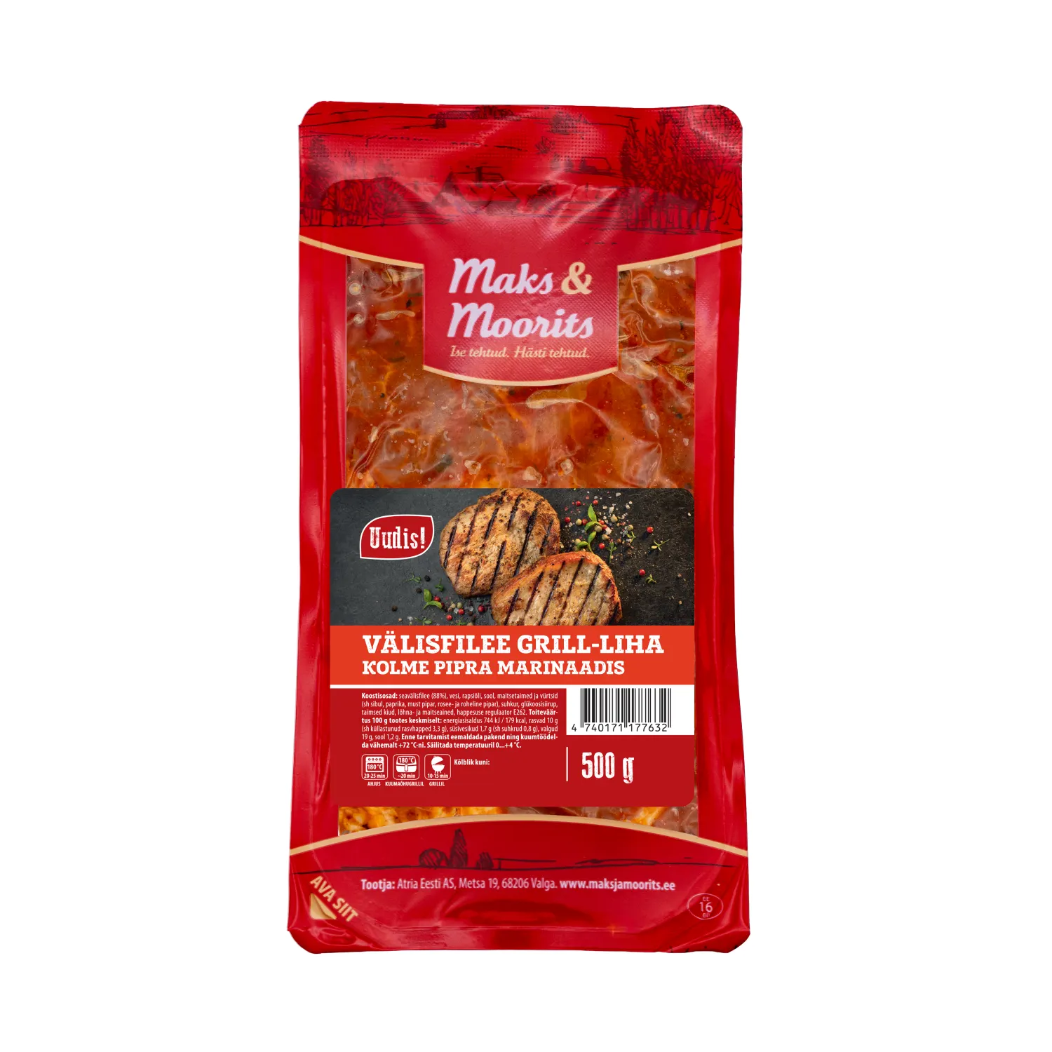 Grill-liha sea väl.fil. 3 pipra mar. M&M 500g