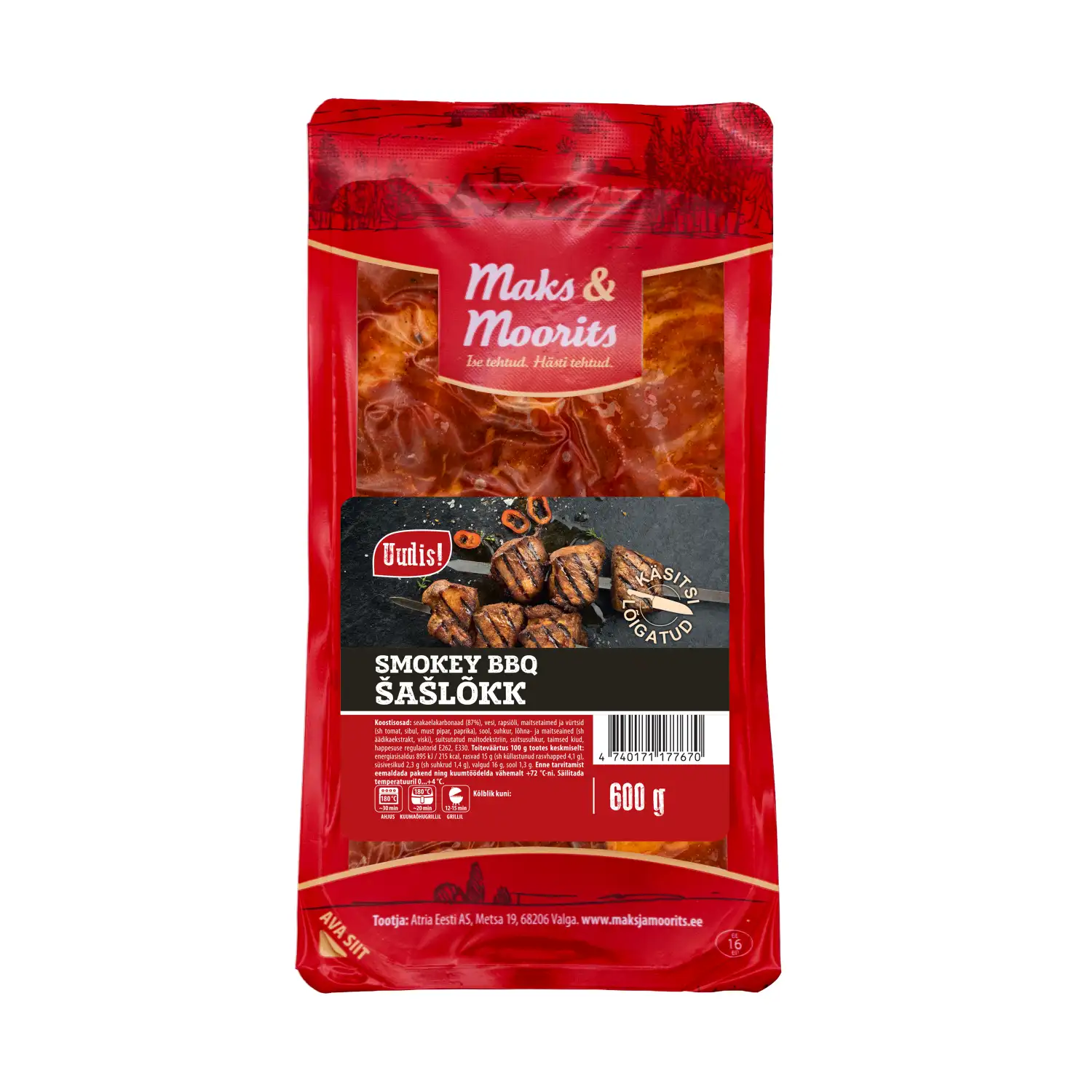 Šašlõkk sealihast Smokey BBQ M&M 600g