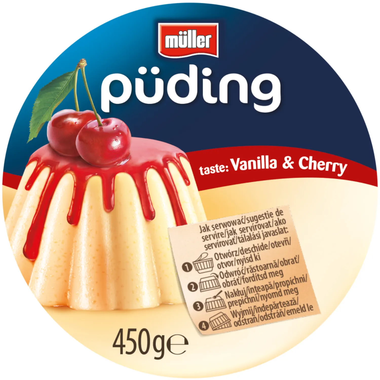 Pudiņš Muller vaniļas ķiršu 2,3% 450g