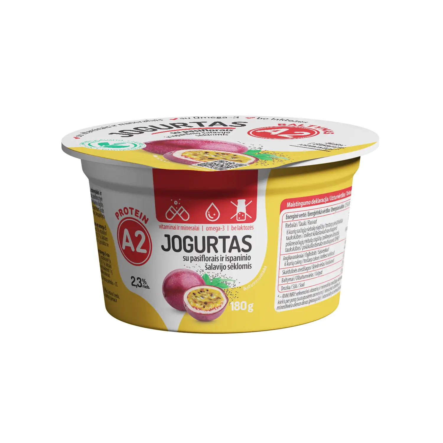 Jogurt. A2, be lakt. su pasifl., 2,3 %, 180 g