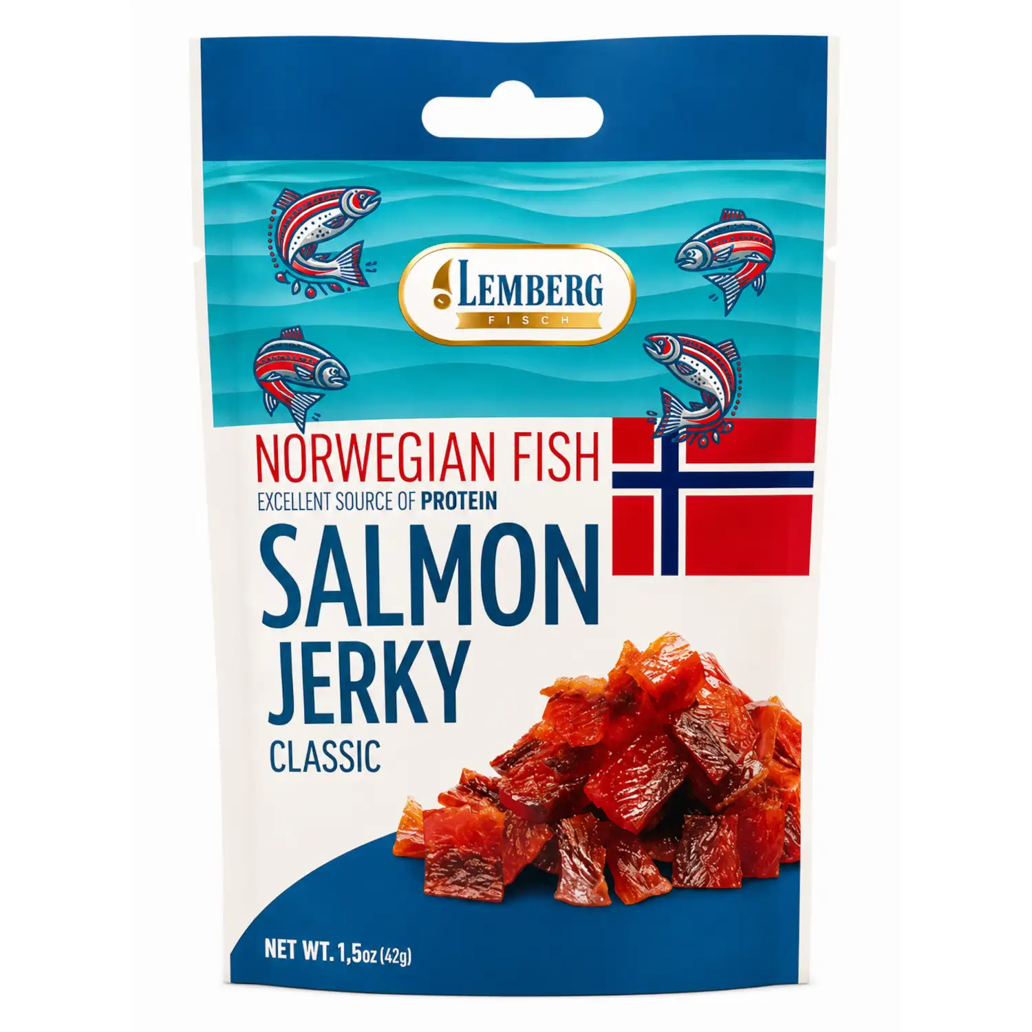 Vytinta lašišos filė JERKY CLASSIC, 42 g