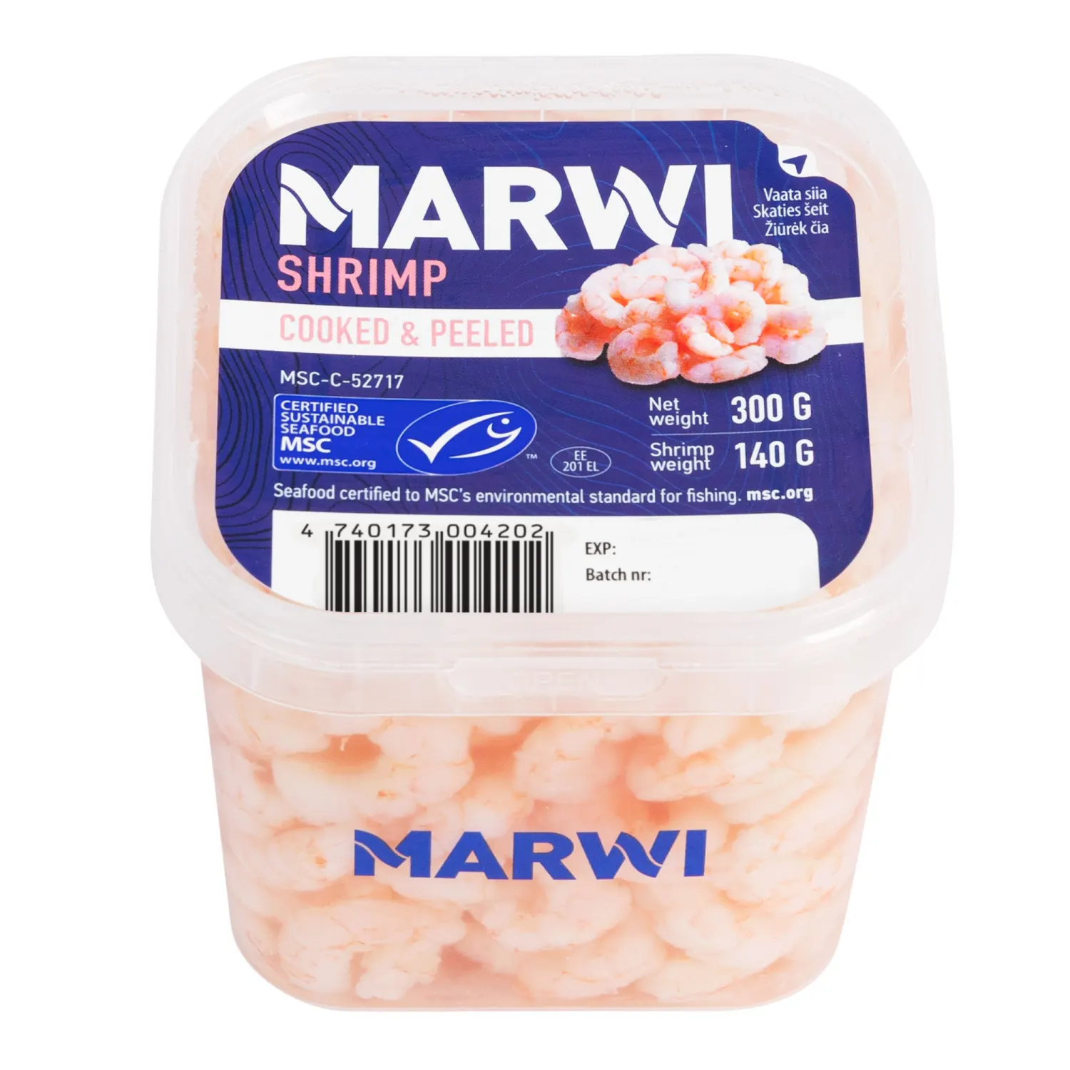Krevetid kooritud soolv. Marwi MSC 300/140g