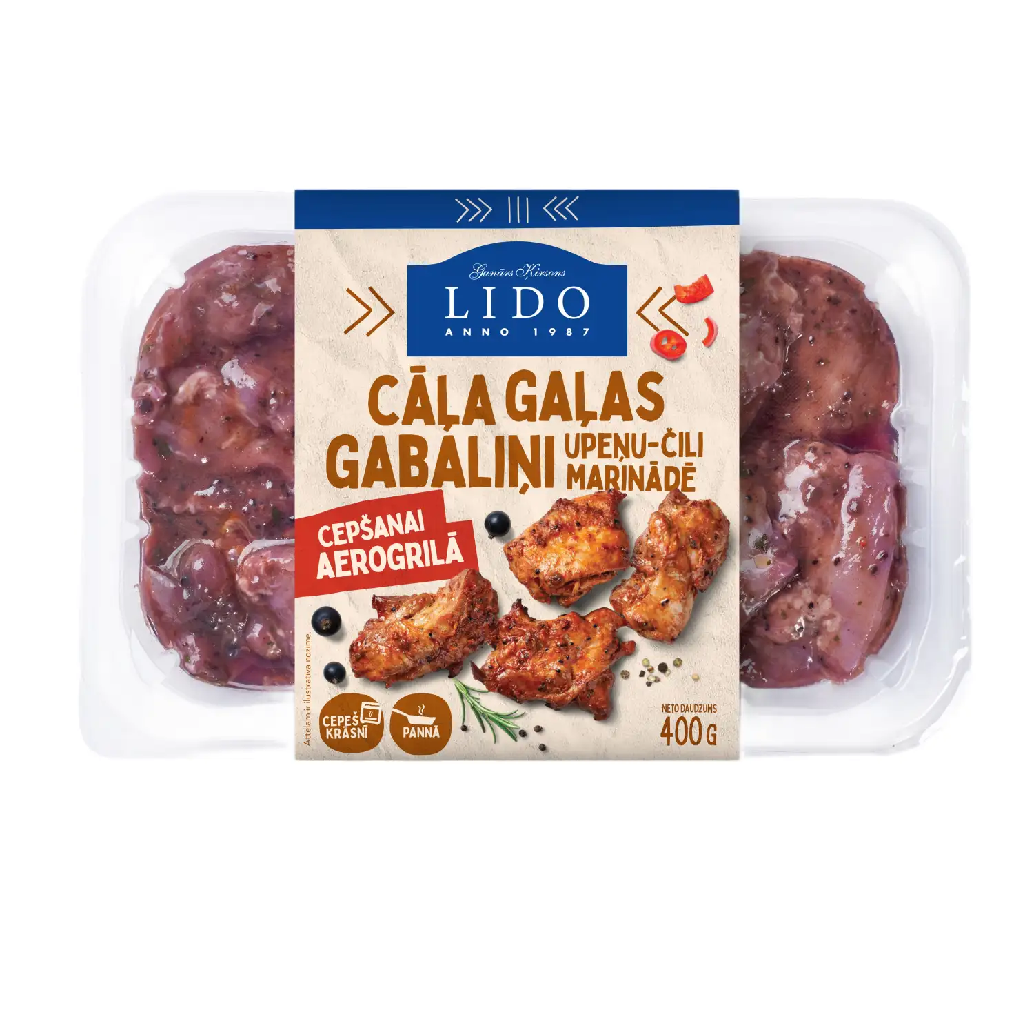 Cāļa gaļas gab. Lido upeņu marin. 400g