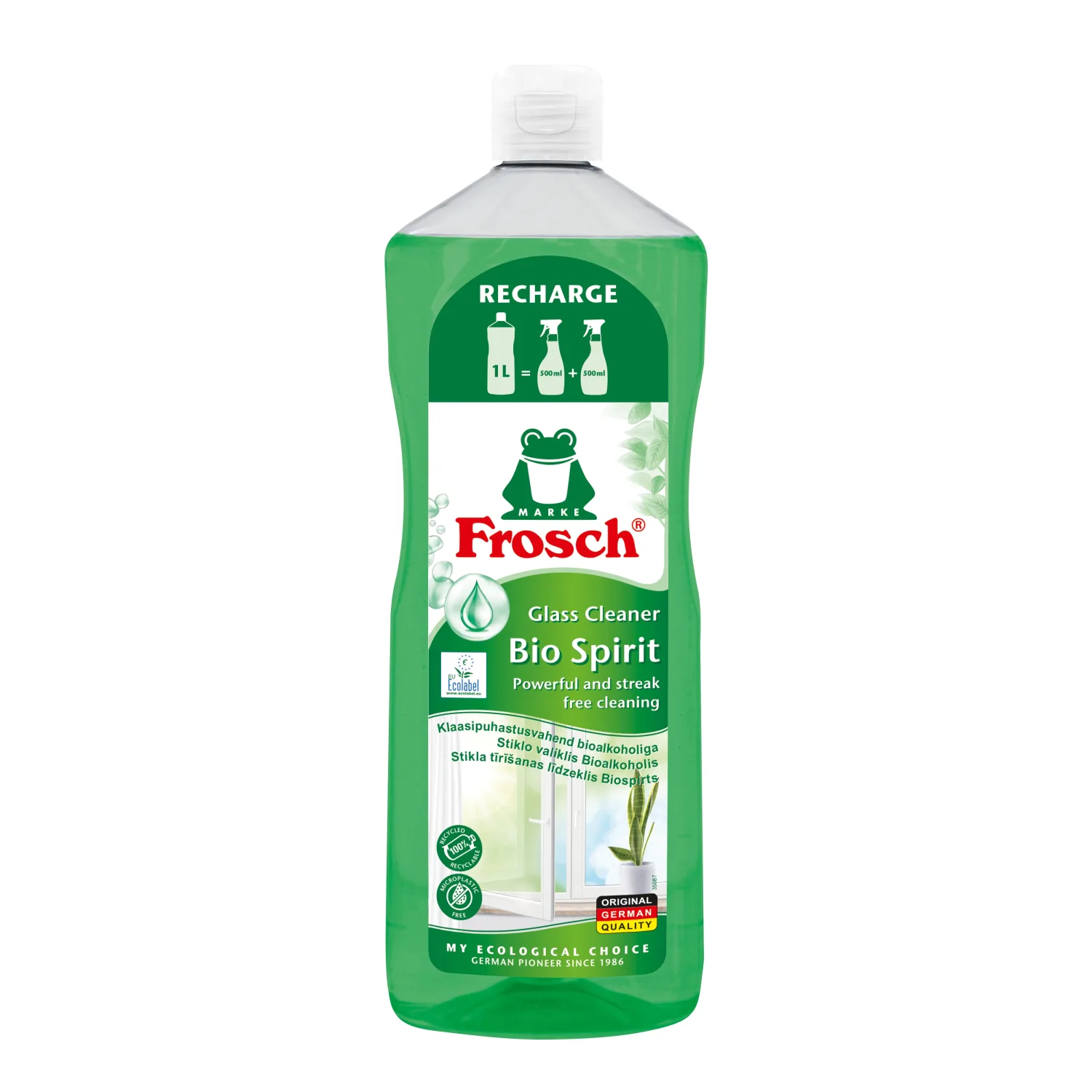 Stiklo valiklis su bioalkoholiu FROSCH, 1 l