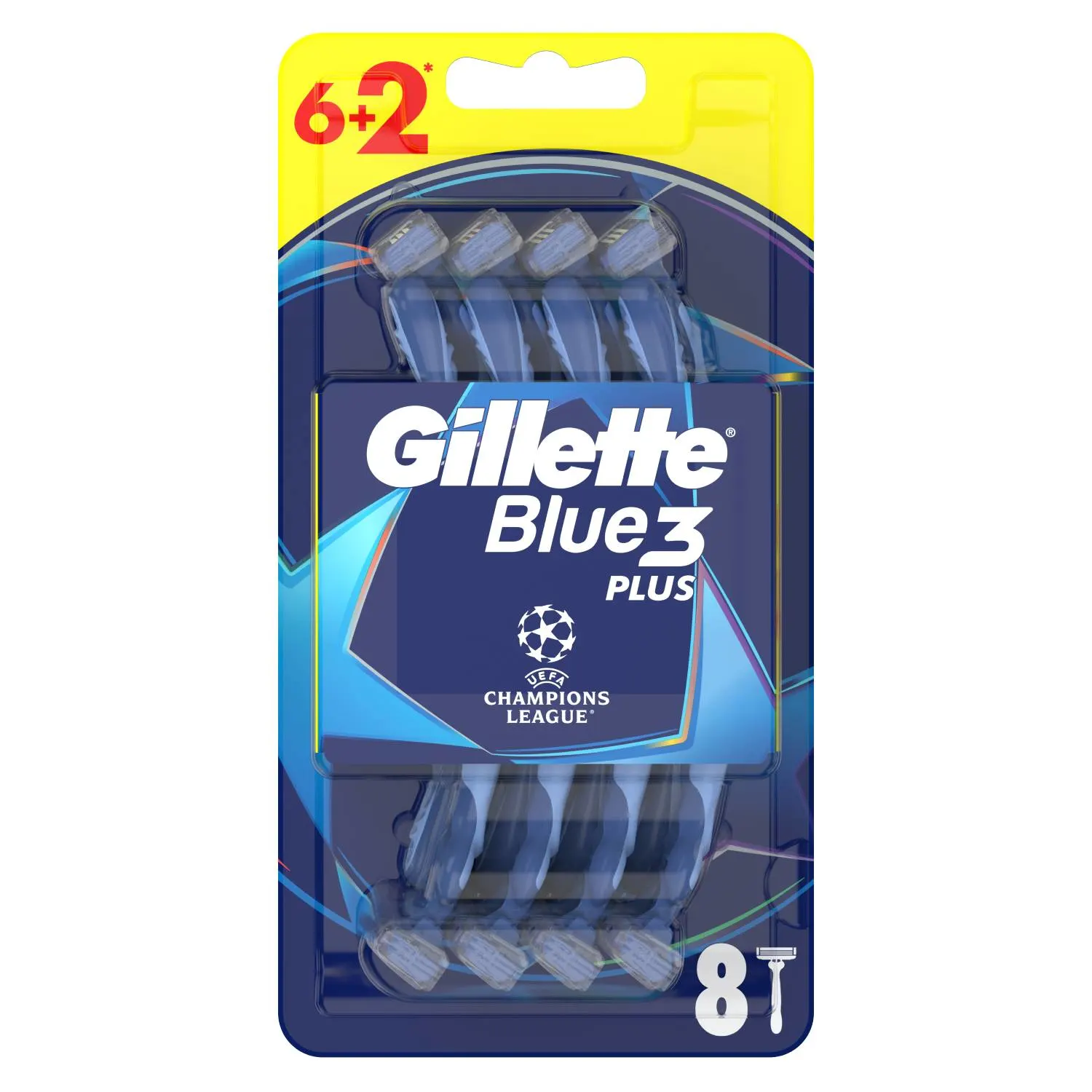 Vienk. skustuvai GILLETTE BLUE 3, 6+2 vnt.