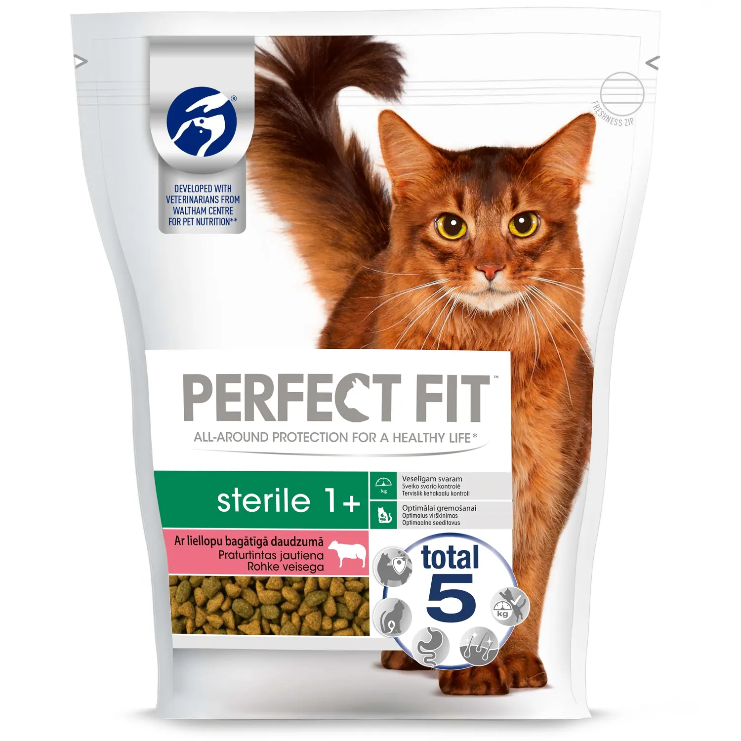 Kaķ.bar.Perfect Fit Dry SterileBeef,750g