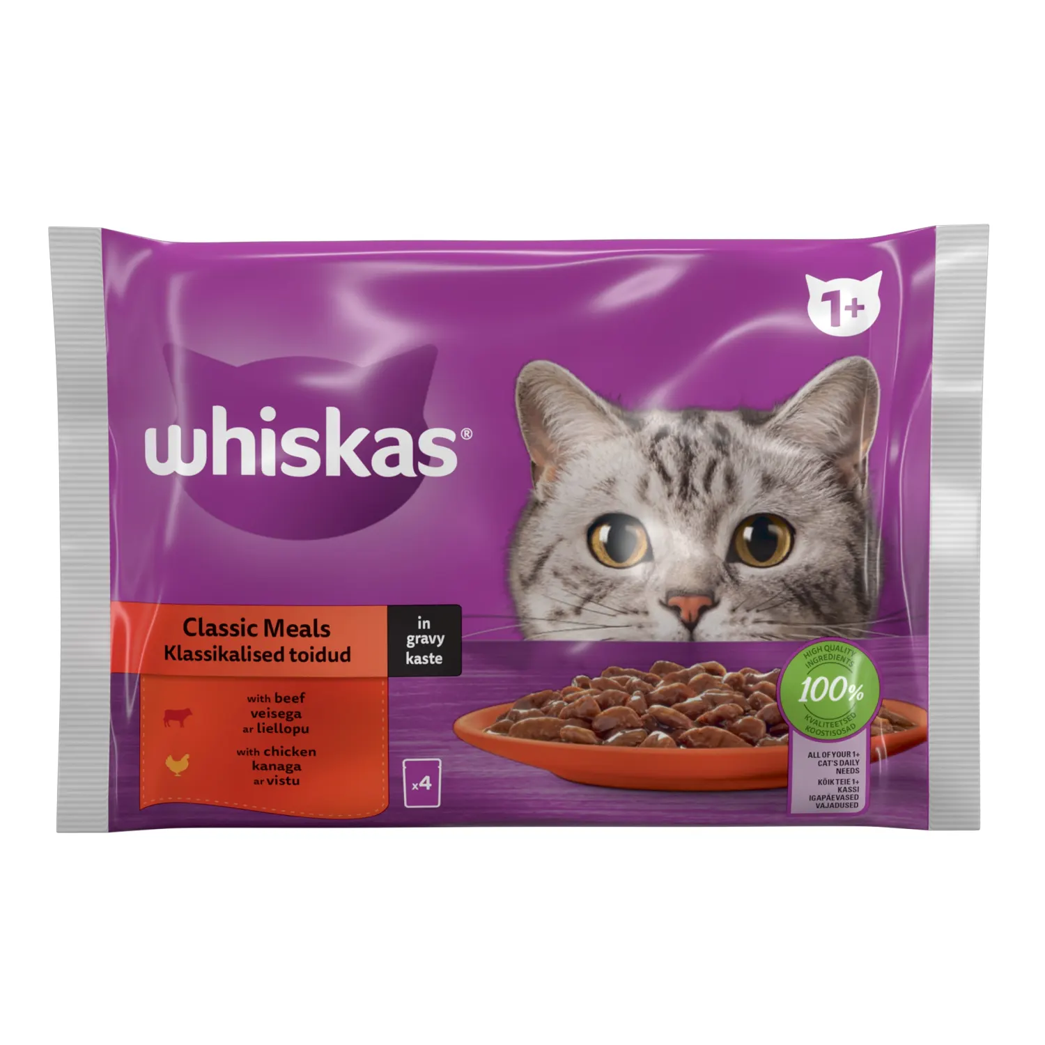 Kaķu konservi Whiskas Classic Adult4x85g