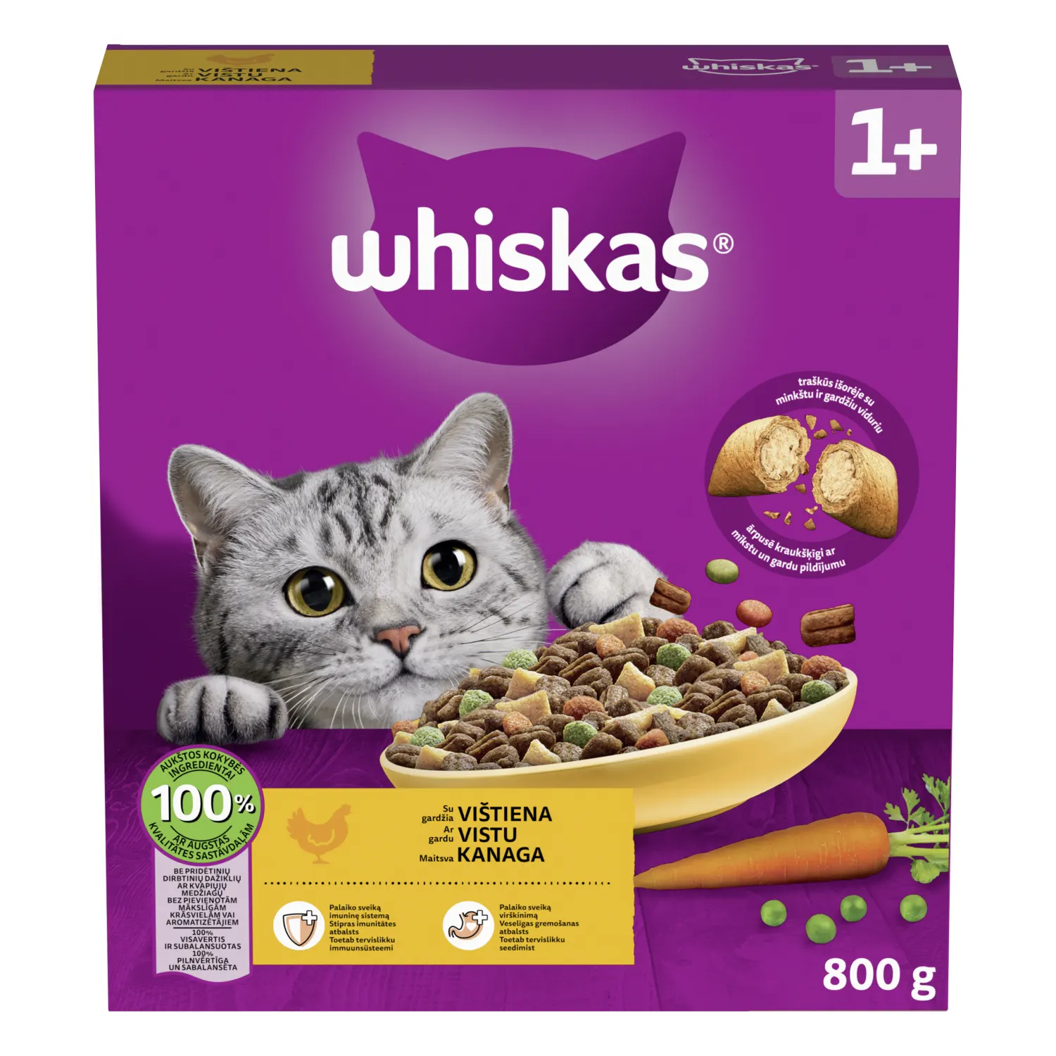 Kačių ėdalas su vištiena WHISKAS ADULT, 800 g