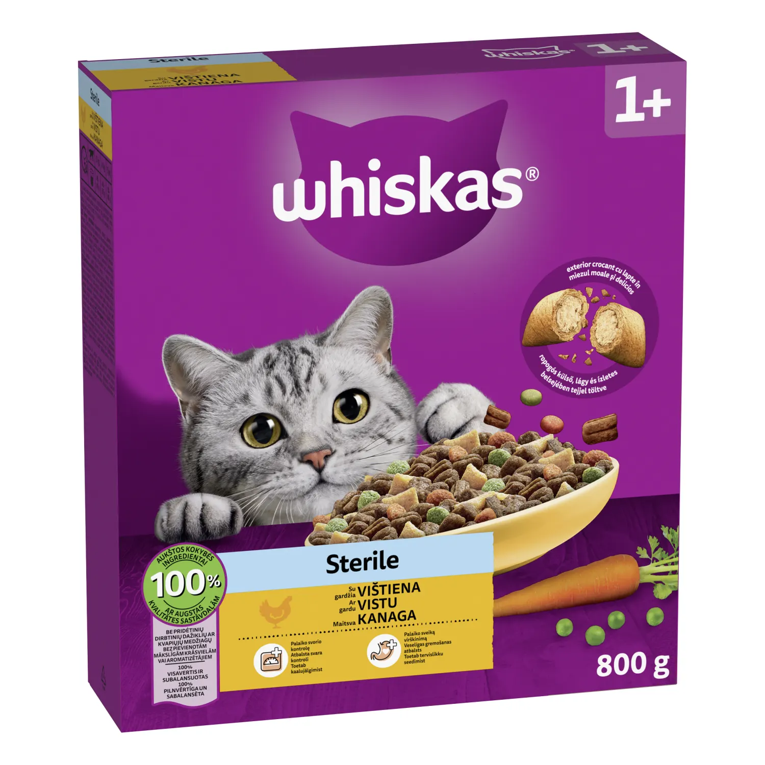 Kačių ėd. su višt. WHISKAS ADUL. STER., 800 g