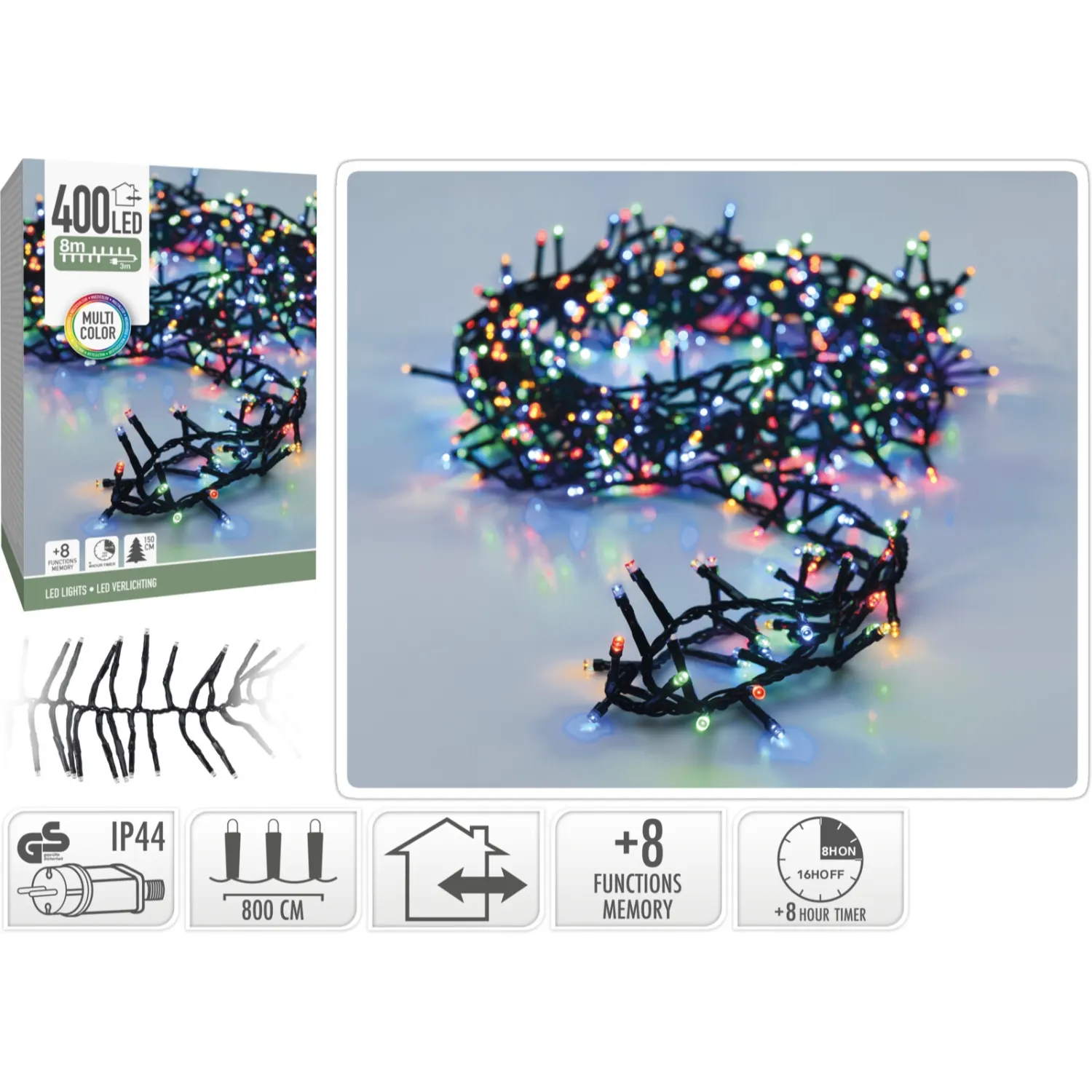 Valguskett 400 LED mitmevärviline CH26