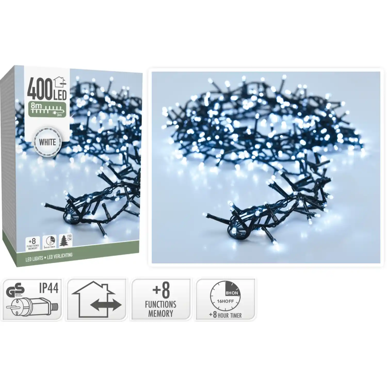 Valguskett 400 LED valge CH26