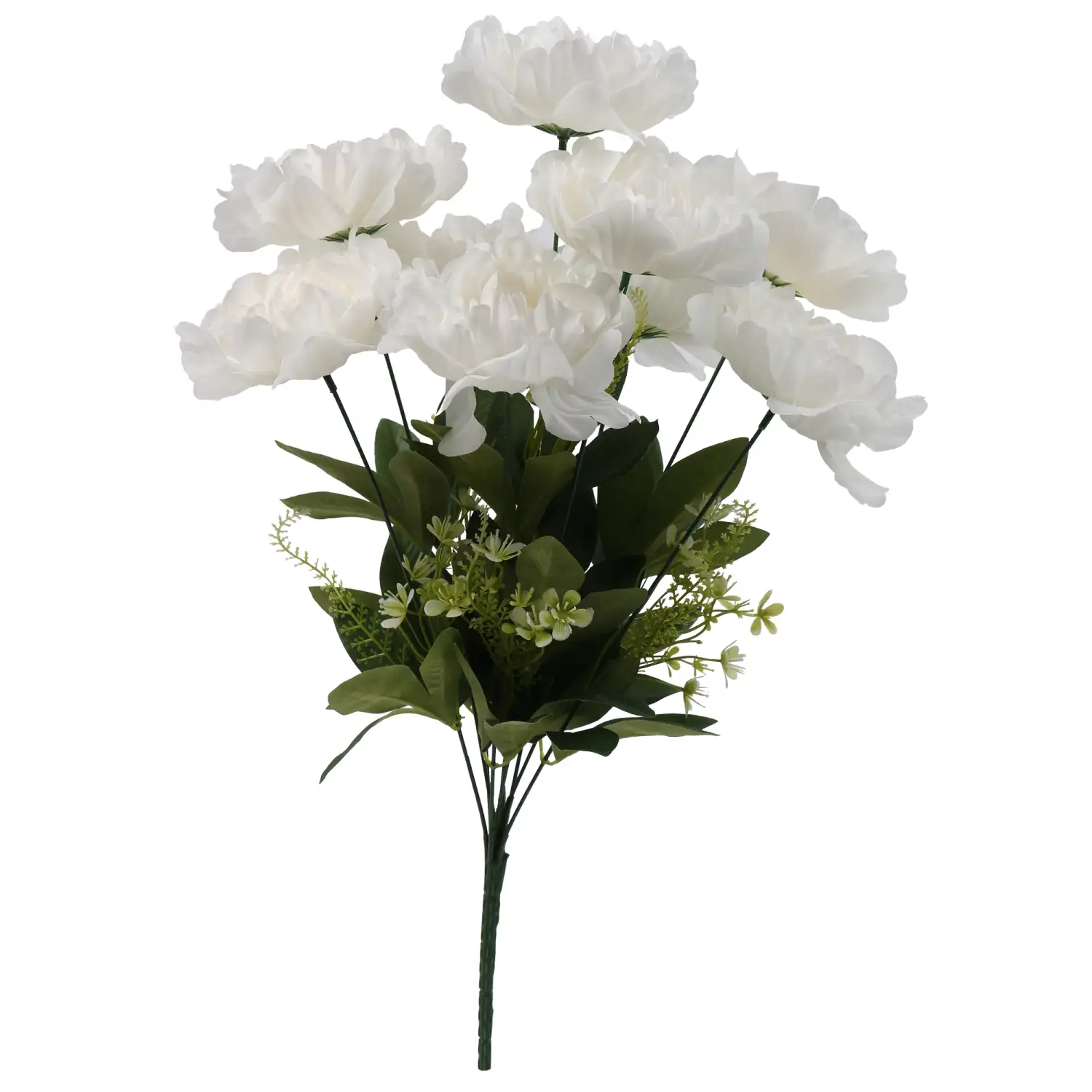 Dirbtinių bijūnų puokštė, balta, 55 cm, AW26