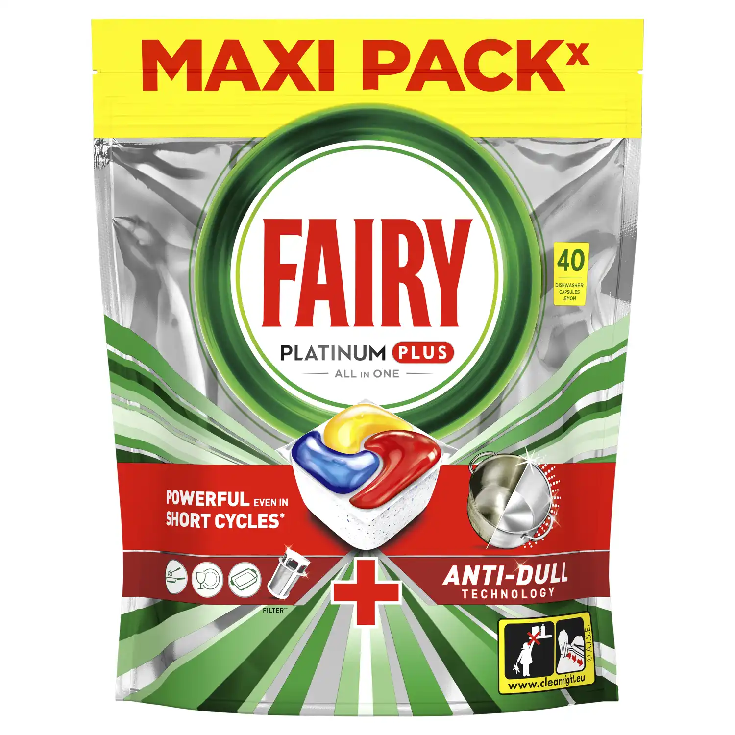 Trauku mazg.kap.Fairy Platinum Plus Lem.40gab