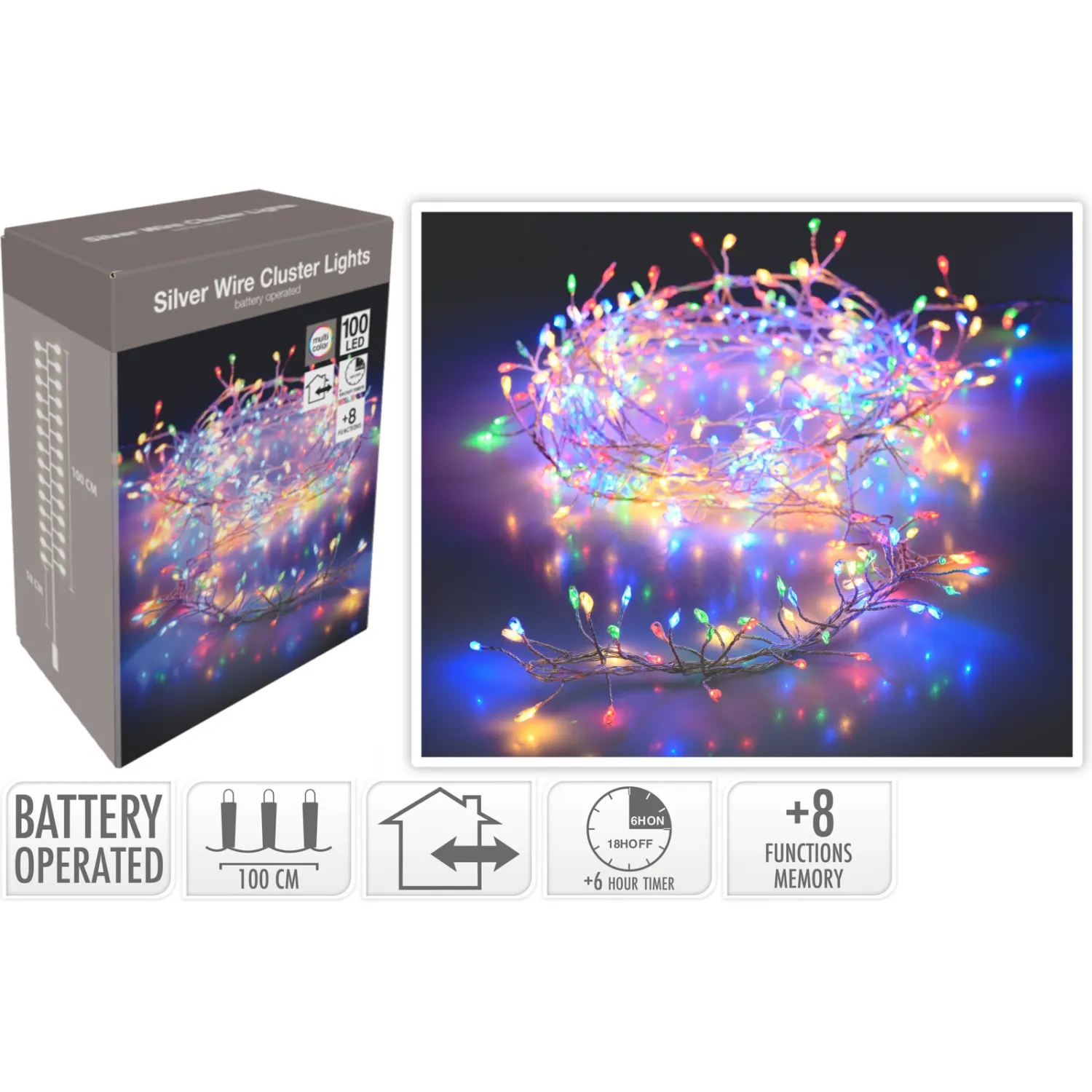 Čemur. lamp. virt. 100LED krāsaina CH26