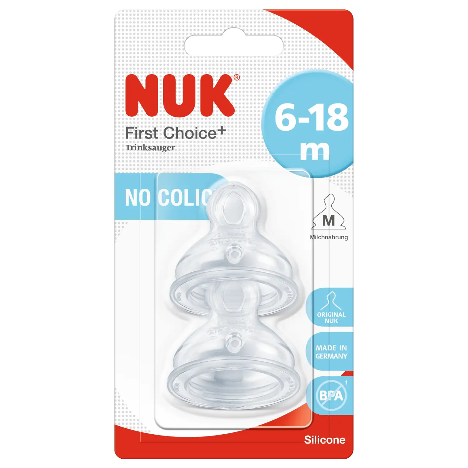 Lutt Nuk First Choice+ M, silik. 6-18k 2tk